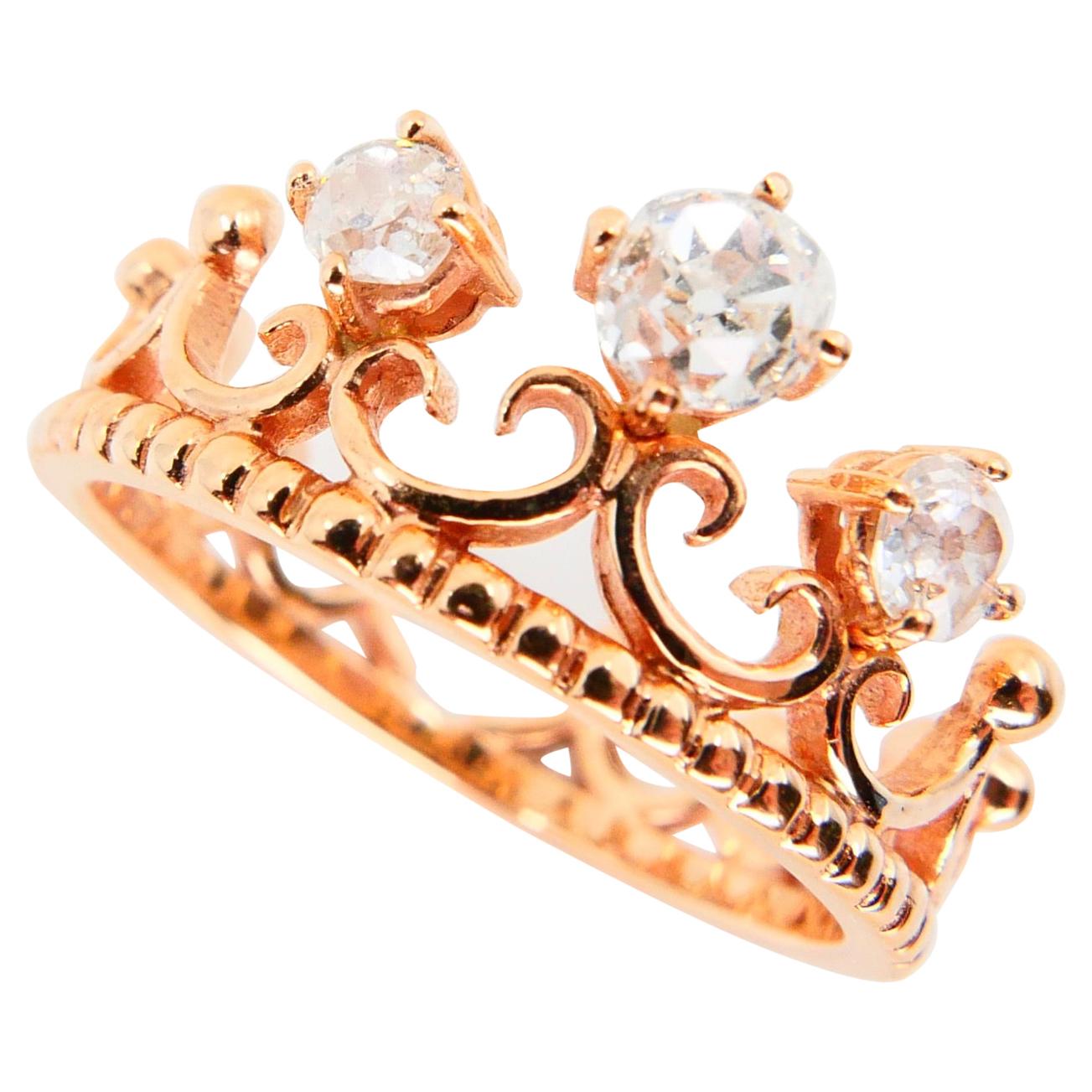 18 Karat Rose Gold Crown Ring With Old Mine Cut Diamonds 0.51 Carat