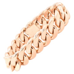 18 Karat Rose Gold Cuban Link Bracelet