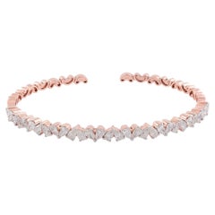 18 Karat Rose Gold Cuff Bangle SI Clarity HI Color Diamond Handmade Fine Jewelry