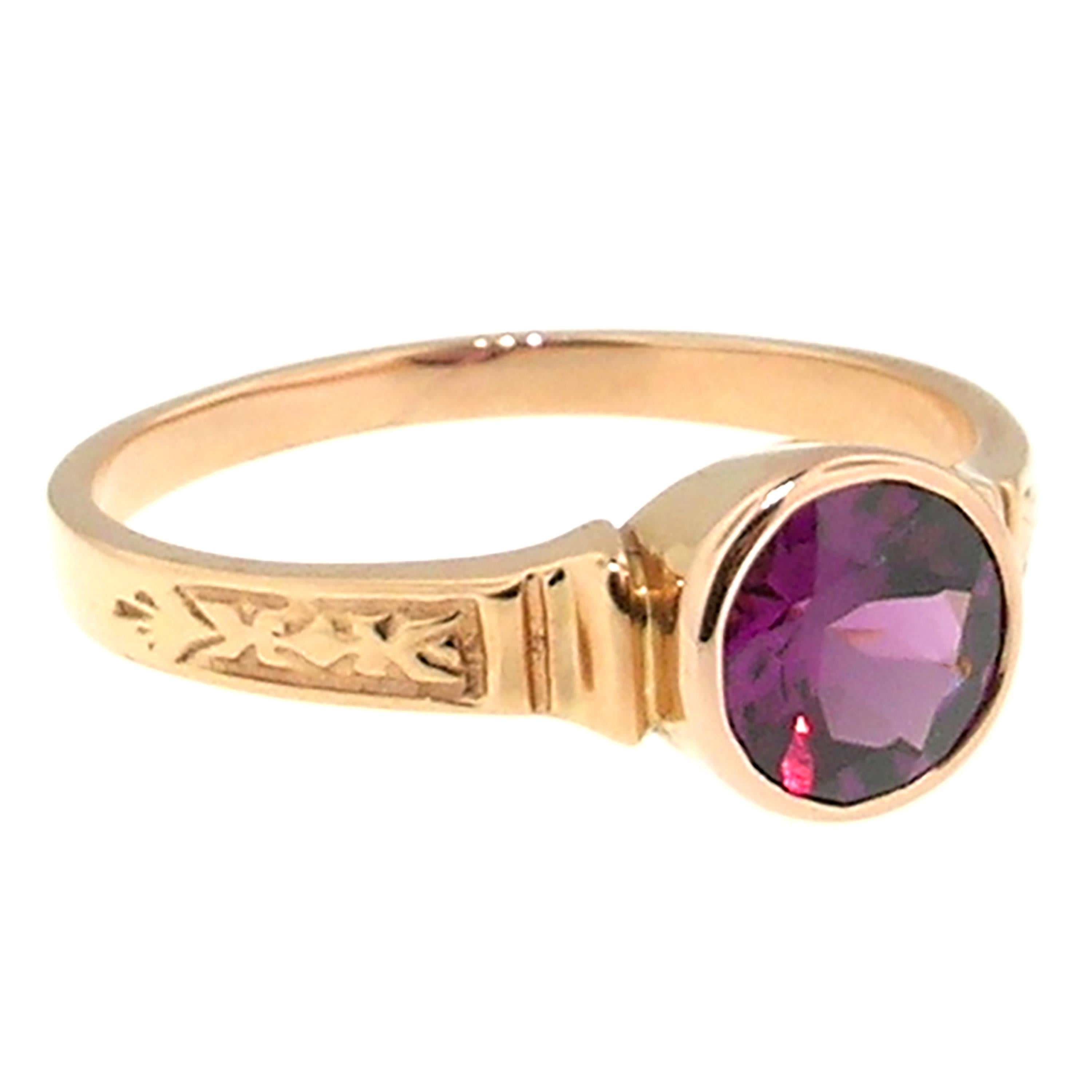 Round Cut Purple Garnet in 18kt Rose Gold Cassandra Ring by Cynthia Scott