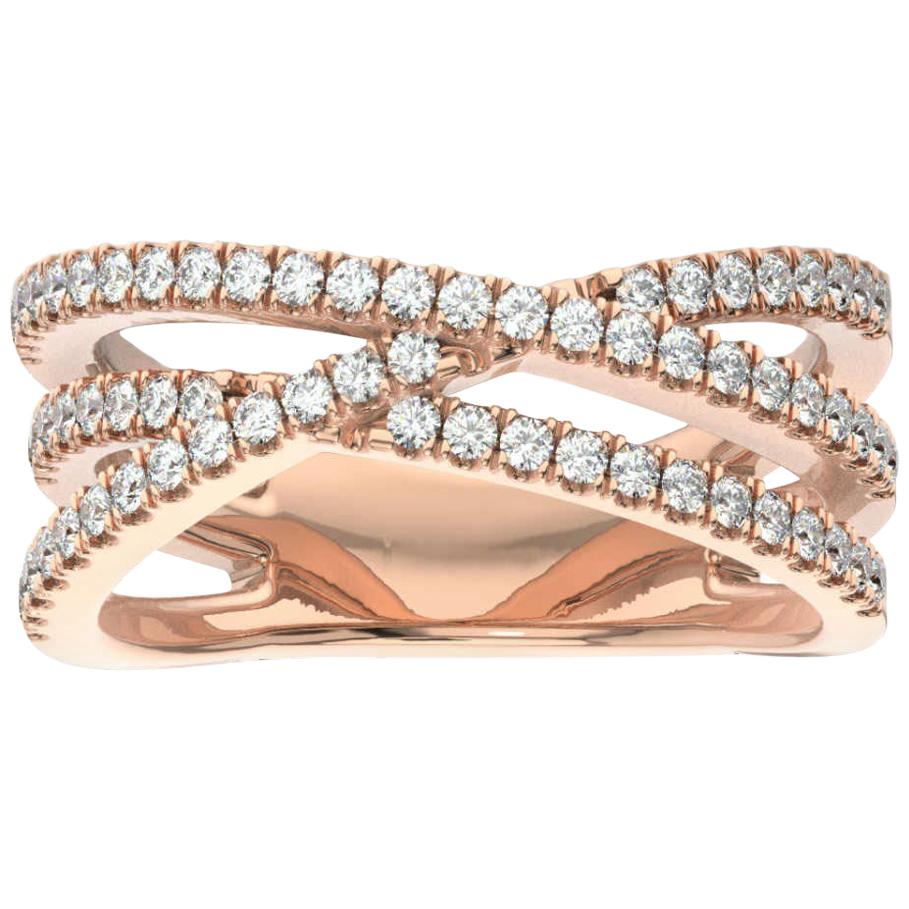 18 Karat Rose Gold Dahlia Interweave Diamond Ring '1/2 Carat' For Sale