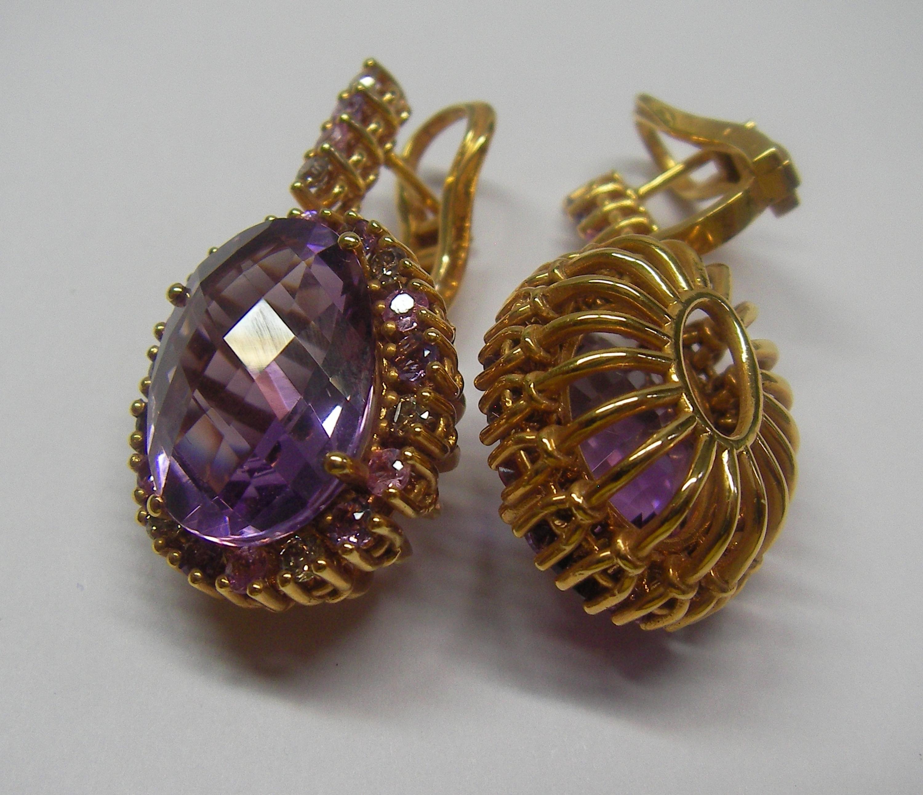 pink amethyst earrings in rose gold