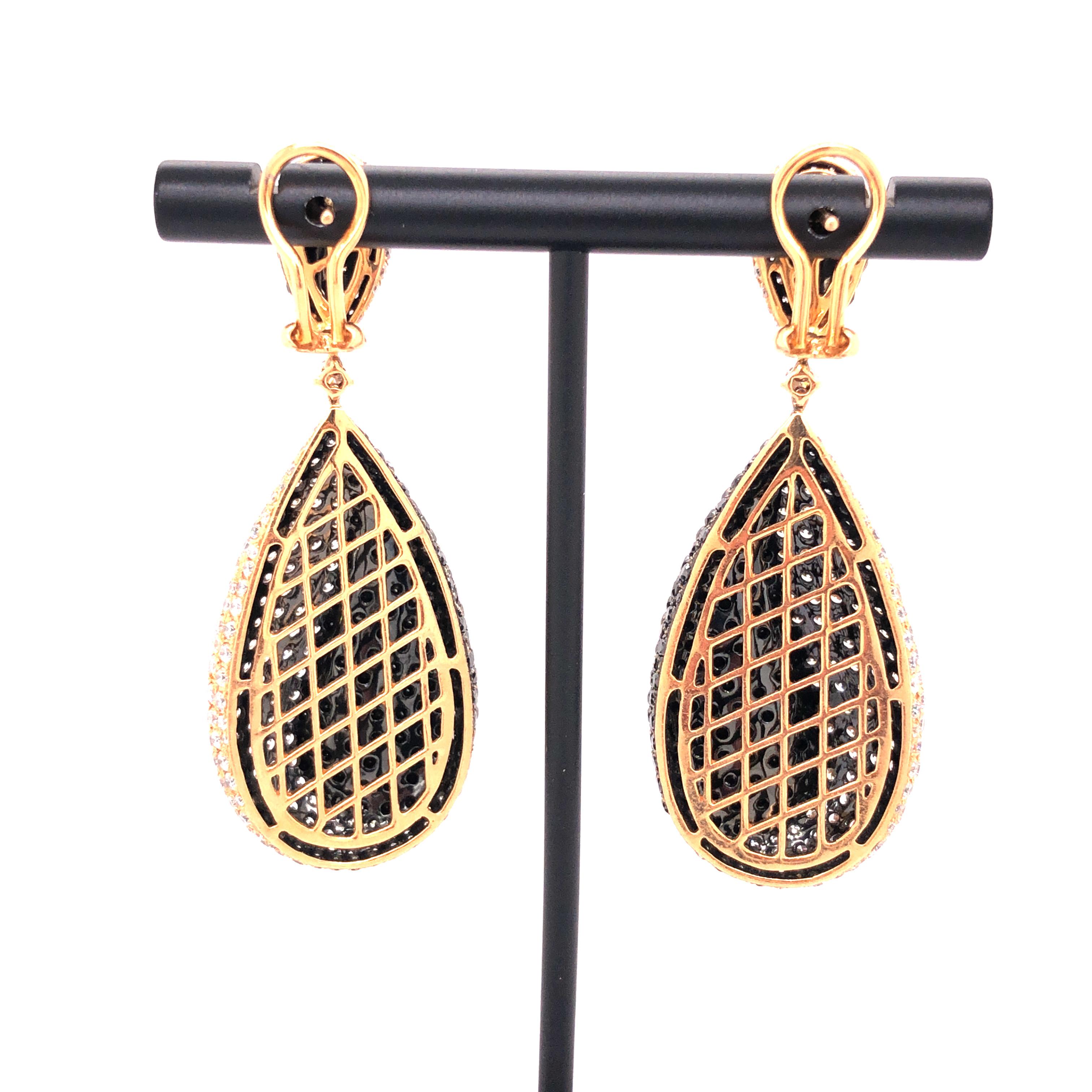 black diamond and rose gold earrings