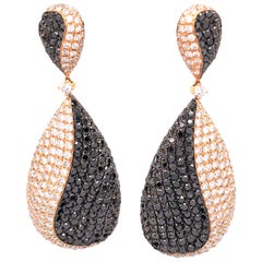 18 Karat Rose Gold Diamond and Black Diamond Earrings
