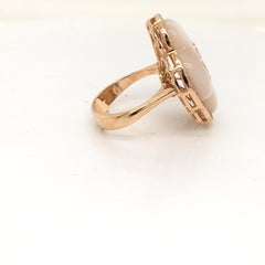 18 Karat Rose Gold Diamond and Mother of Pearl Cocktail Ring Made in Italy