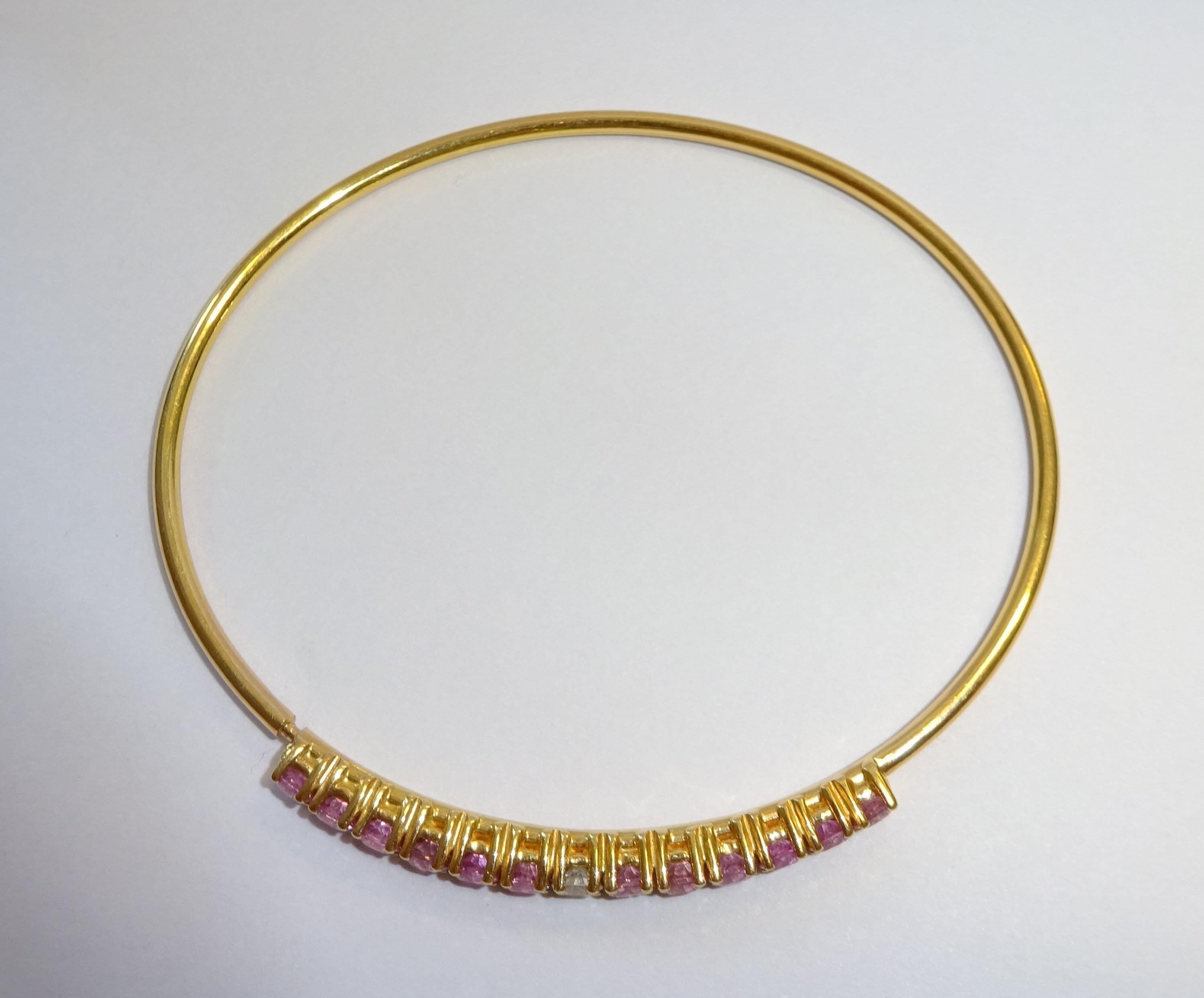18 Karat Rose Gold Diamond and Pink Sapphire Bracelet In New Condition In Duesseldorf, DE