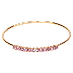 18 Karat Rose Gold Diamond and Pink Sapphire Bracelet