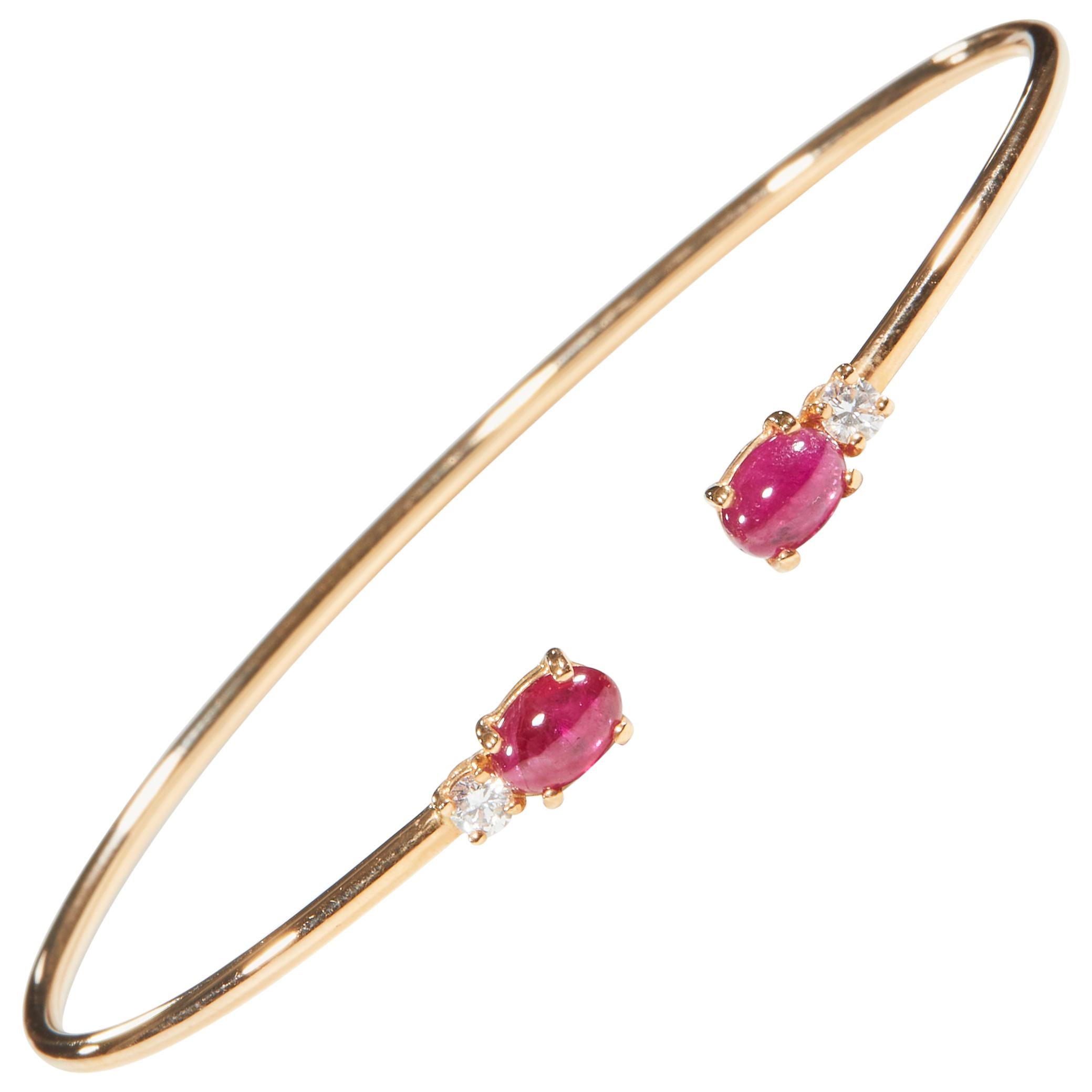 18 Karat Rose Gold Diamond and Ruby Bracelet For Sale