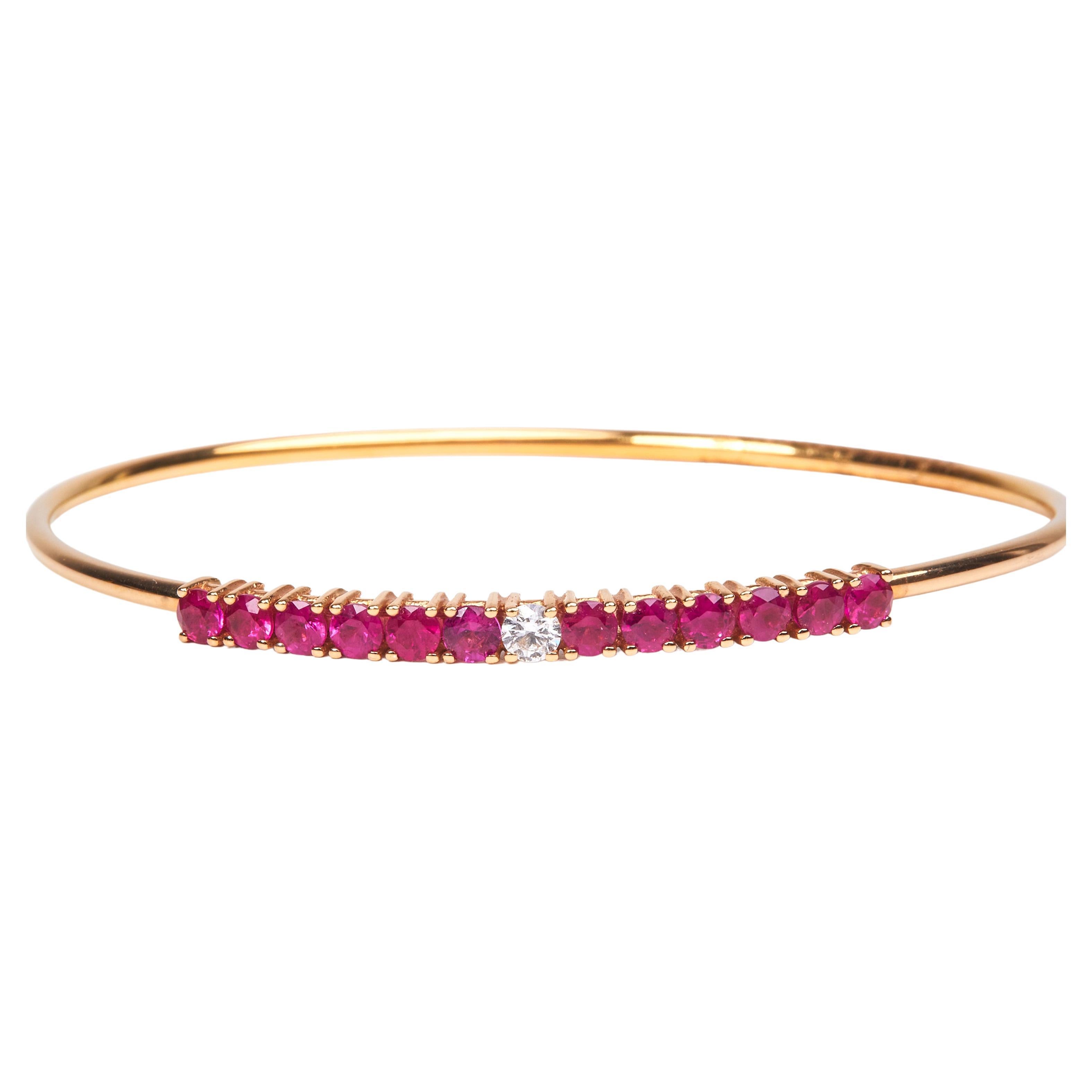 18 Karat Rose Gold Diamond and Ruby Bracelet For Sale