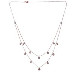 18 Karat Rose Gold Diamond Baguette Circle Pear Double Strand DBY Necklace