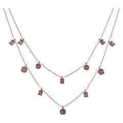 18 Karat Rose Gold Diamond Baguette Circle Pear Double Strand DBY Necklace