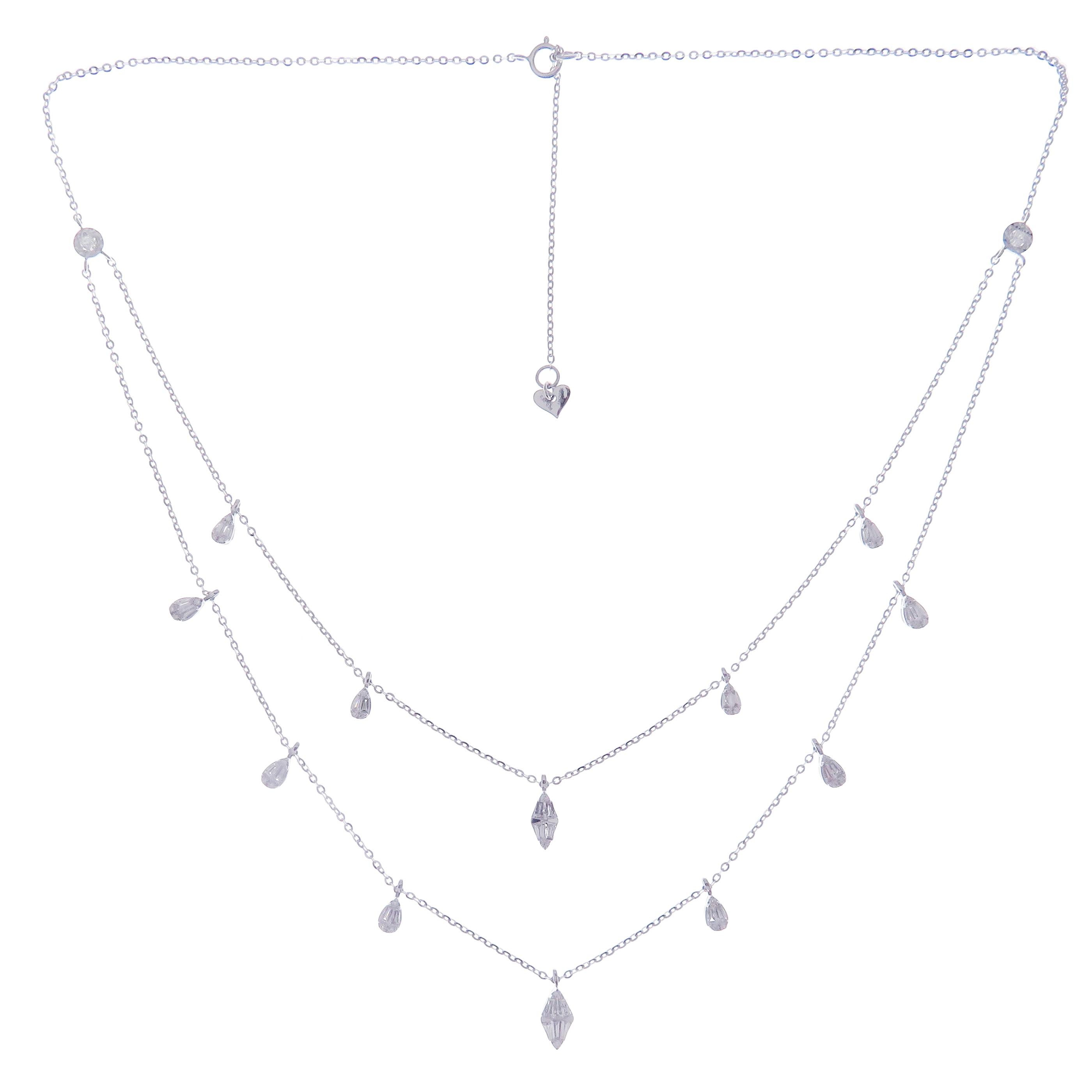da uomo o donna Collana DBY a doppio filo con diamante Baguette Marquise Pear in oro rosa 18 carati in vendita