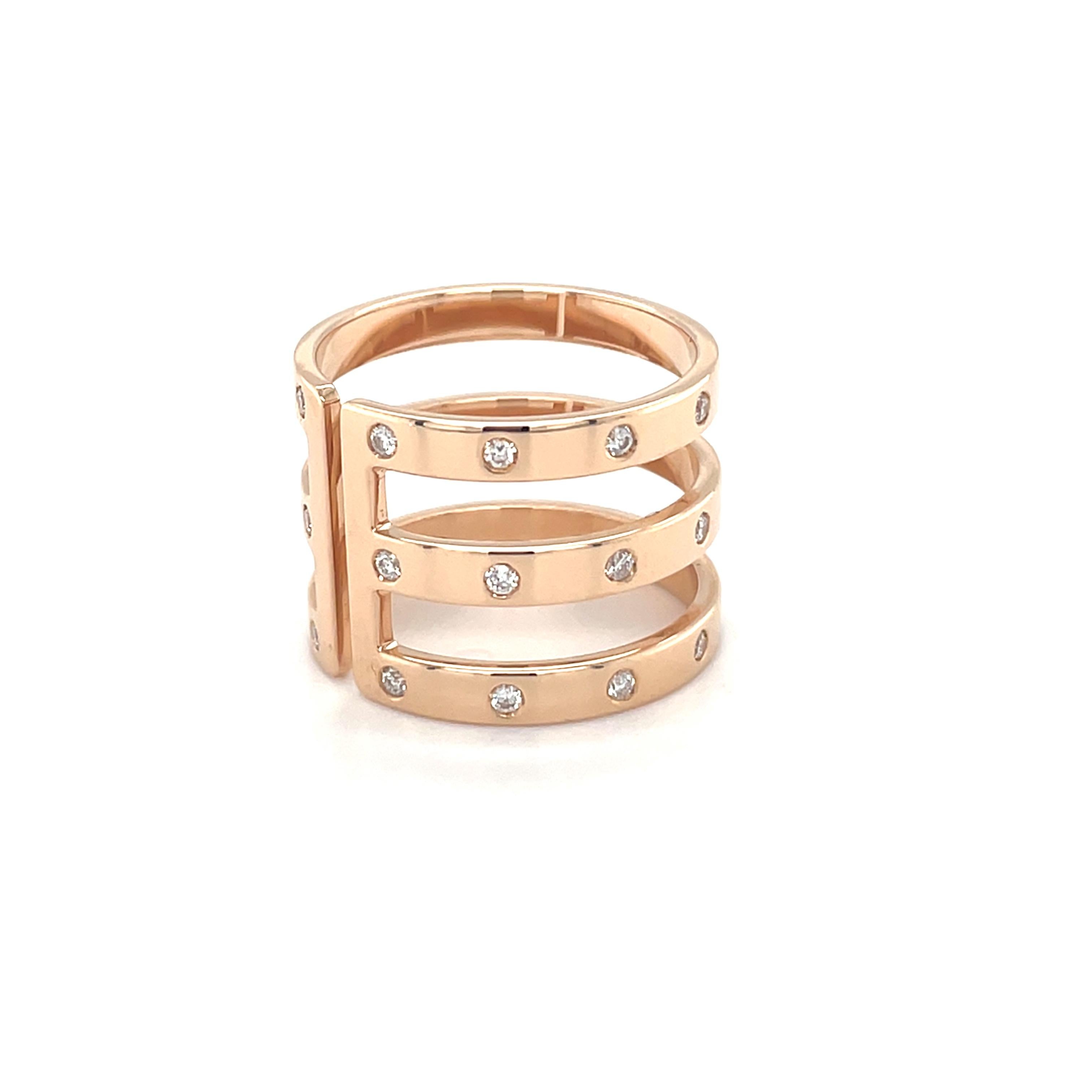 18 Karat Rose Gold Diamond Band Ring In New Condition For Sale In Monte-Carlo, MC