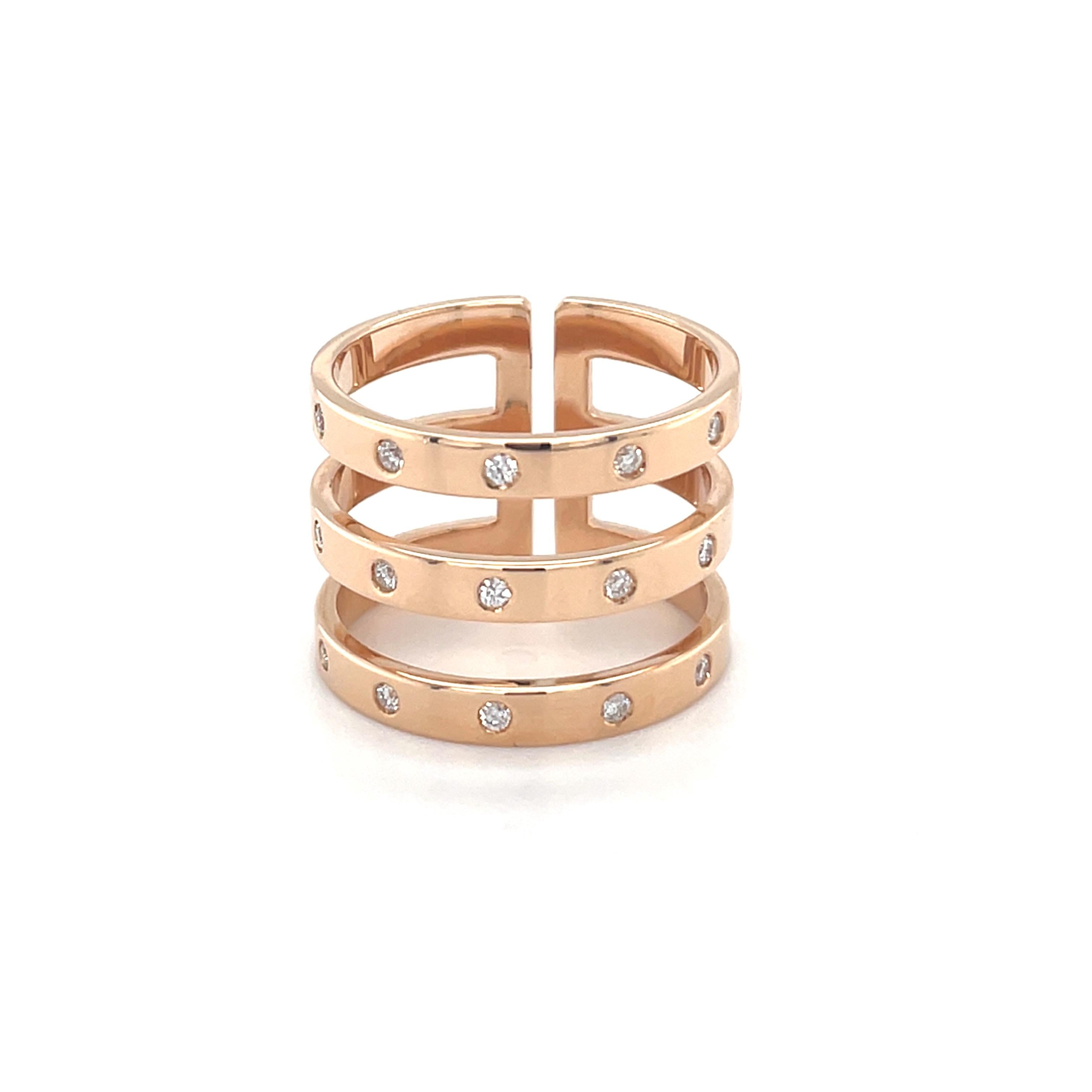 Women's 18 Karat Rose Gold Diamond Band Ring For Sale