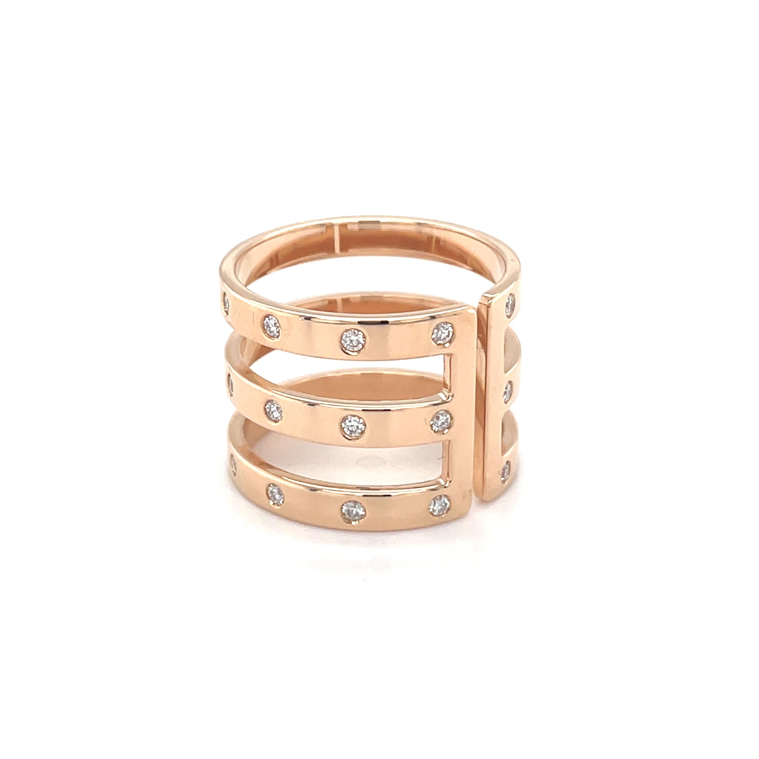 18 Karat Rose Gold Diamond Band Ring For Sale 1