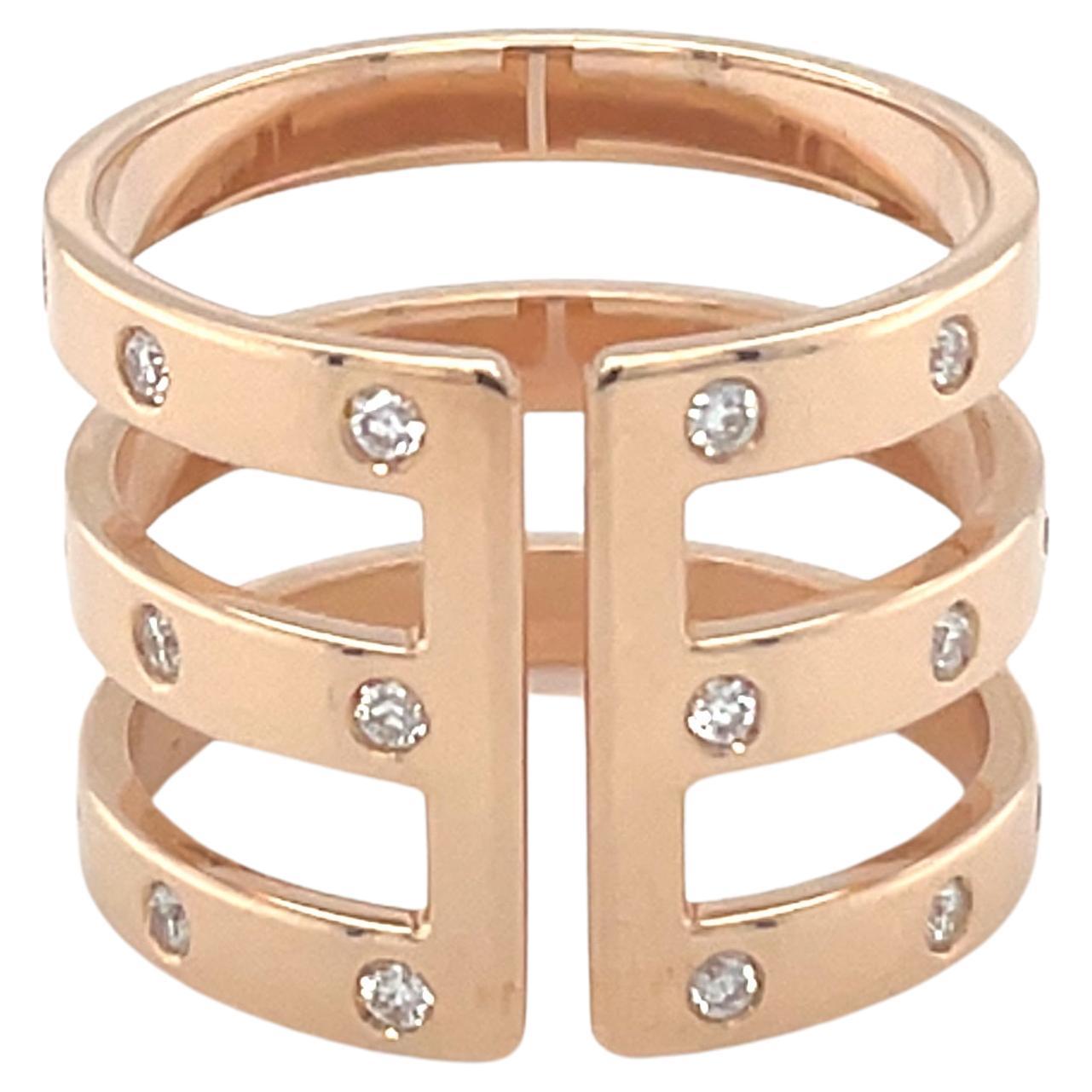 18 Karat Rose Gold Diamond Band Ring For Sale