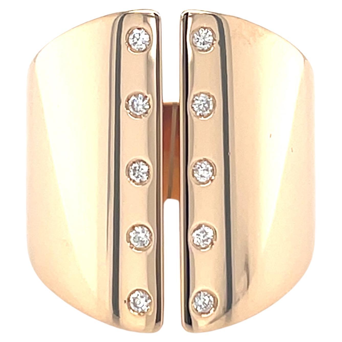 Contemporary 18 Karat Rose Gold Diamond Band Ring For Sale