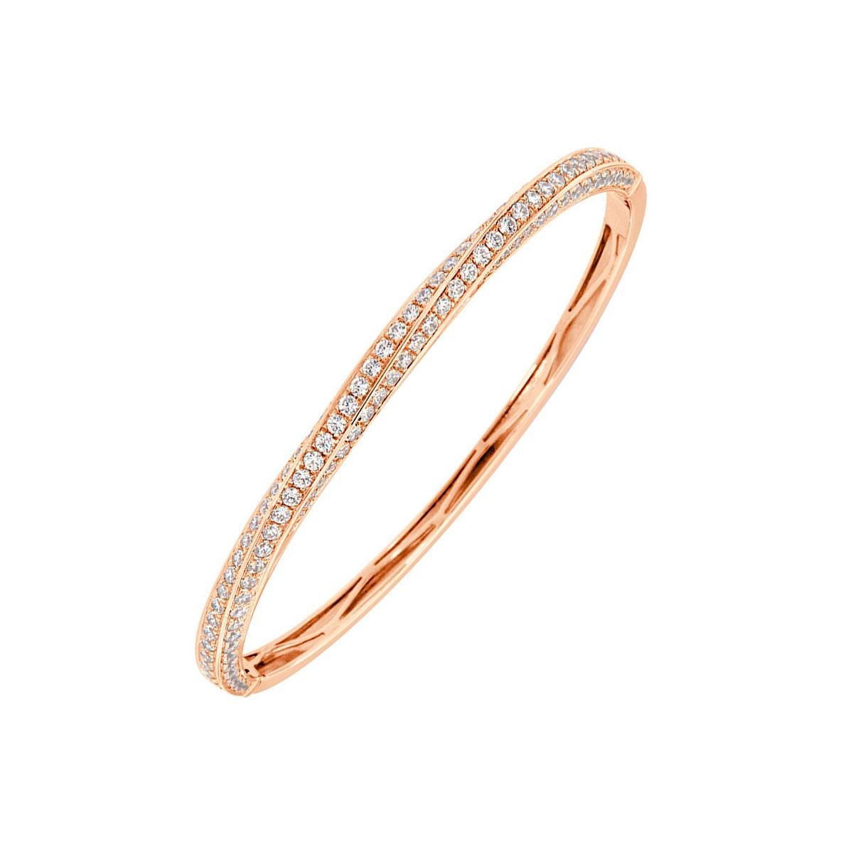 18 Karat Rose Gold Diamond Bangle '3 Carat' In New Condition For Sale In San Francisco, CA