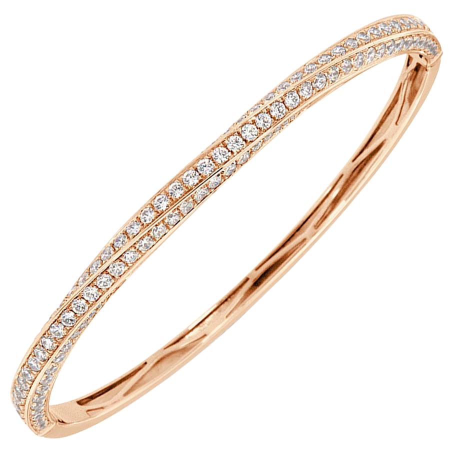 Bracelet jonc en or rose 18 carats avec diamants de 3 carats