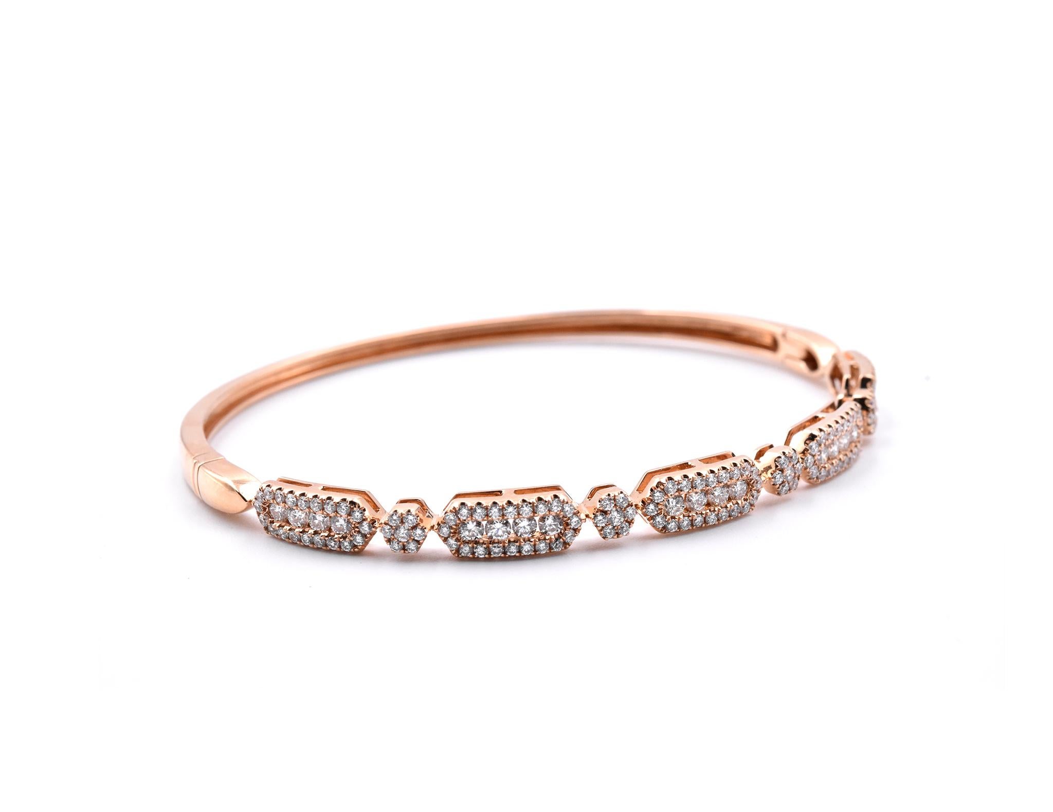 Material: 18k rose gold
Diamonds: 148 round brilliant cuts = 1.66cttw
Color: G
Clarity: VS
Dimensions: bracelet will fit up to a 7-inch wrist
Weight: 13.50 grams

