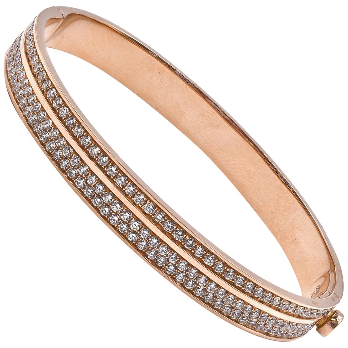 18 Karat Rose Gold Diamond Bangle Bracelet