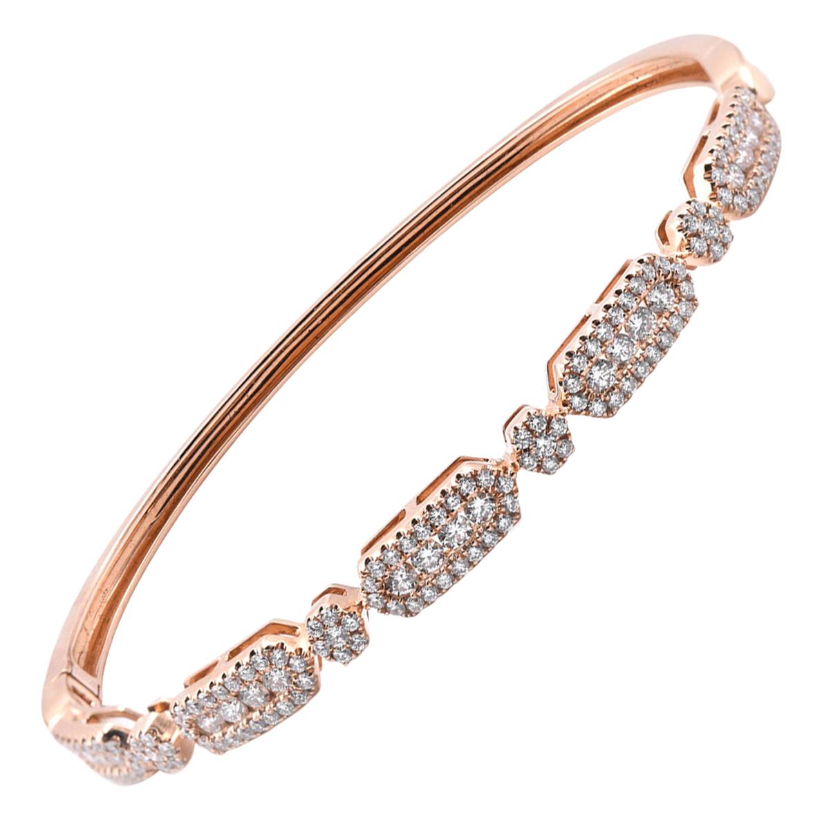 18 Karat Rose Gold Diamond Bangle Bracelet