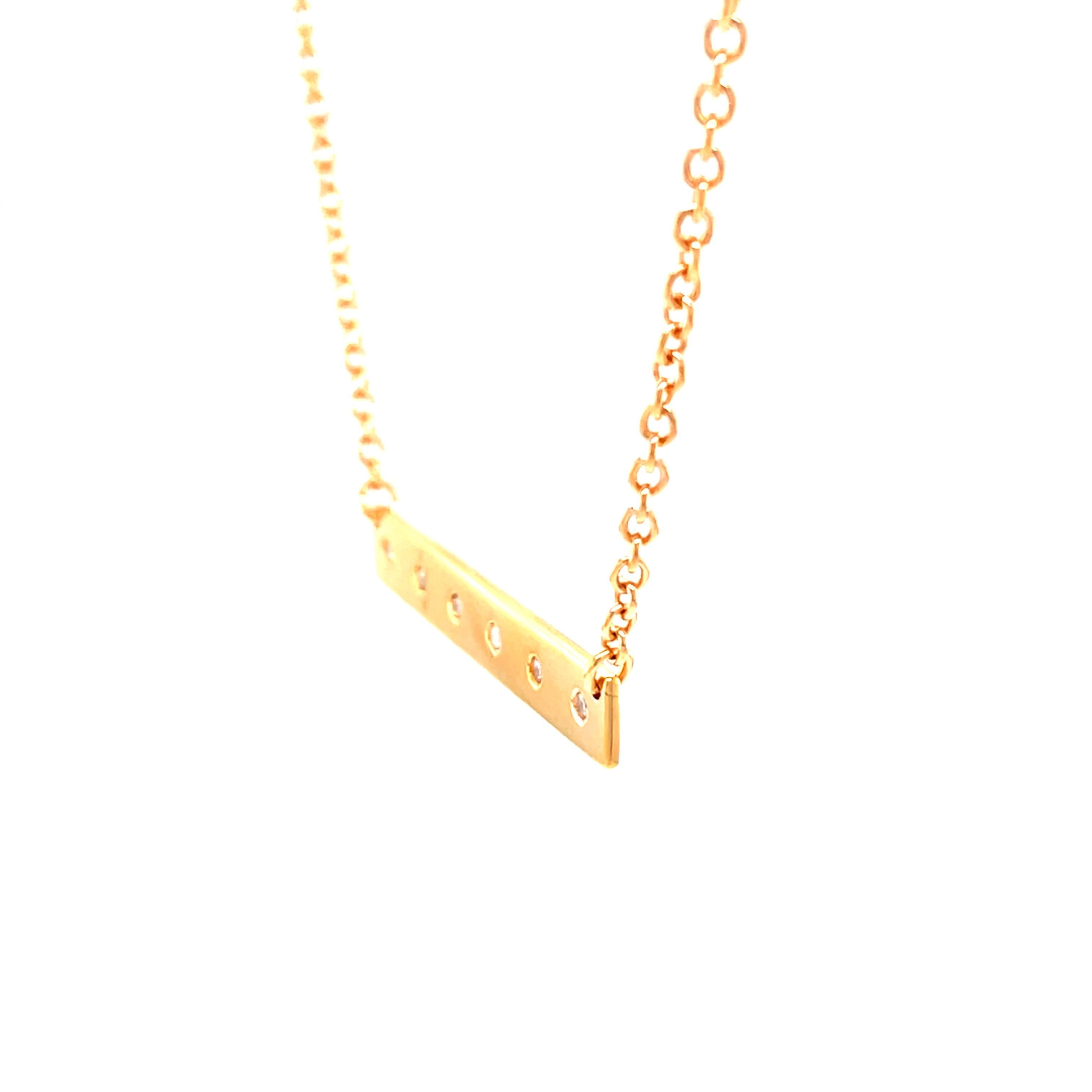 18 Karat Rose Gold Diamond Bar Pendant In New Condition For Sale In Monte-Carlo, MC