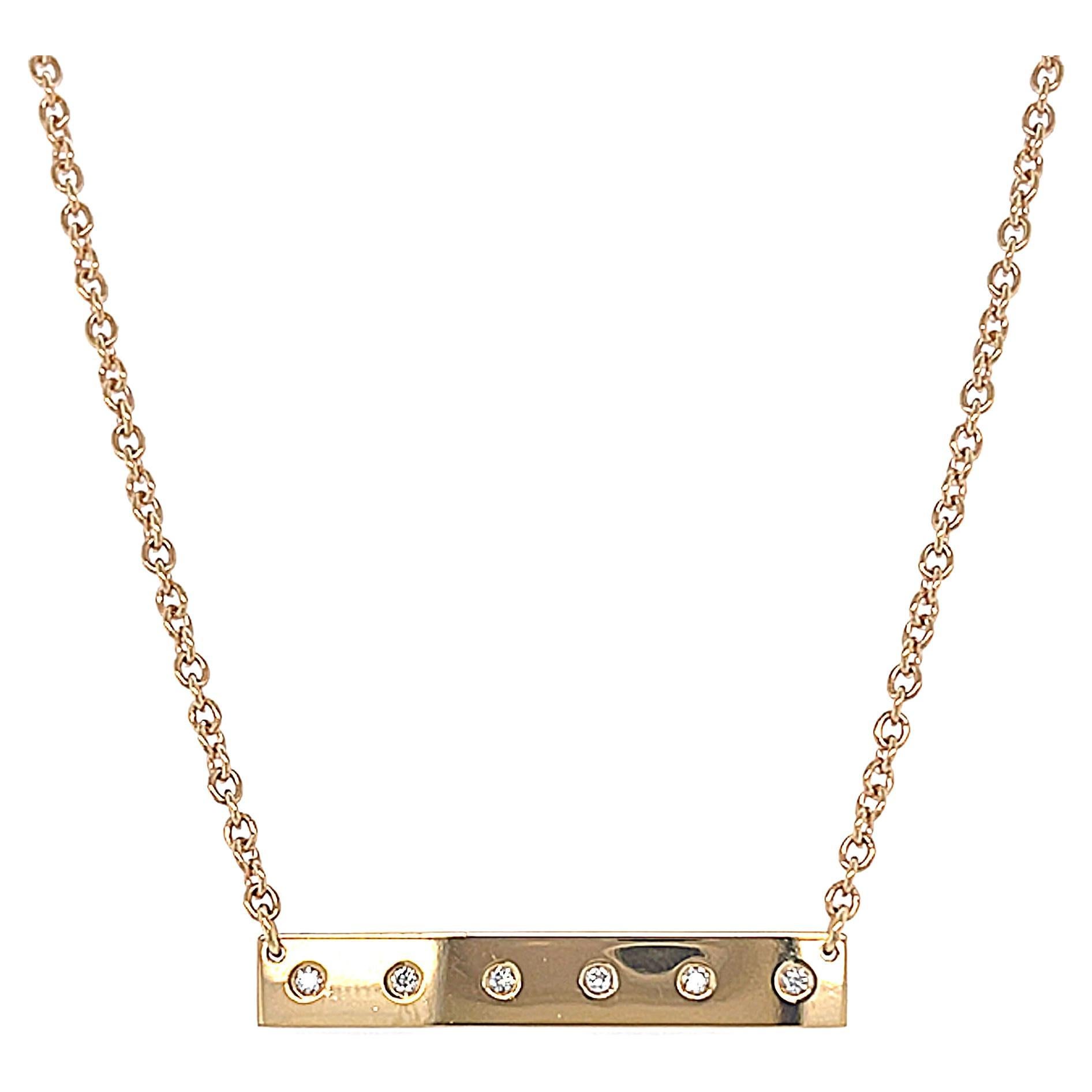 18 Karat Rose Gold Diamond Bar Pendant