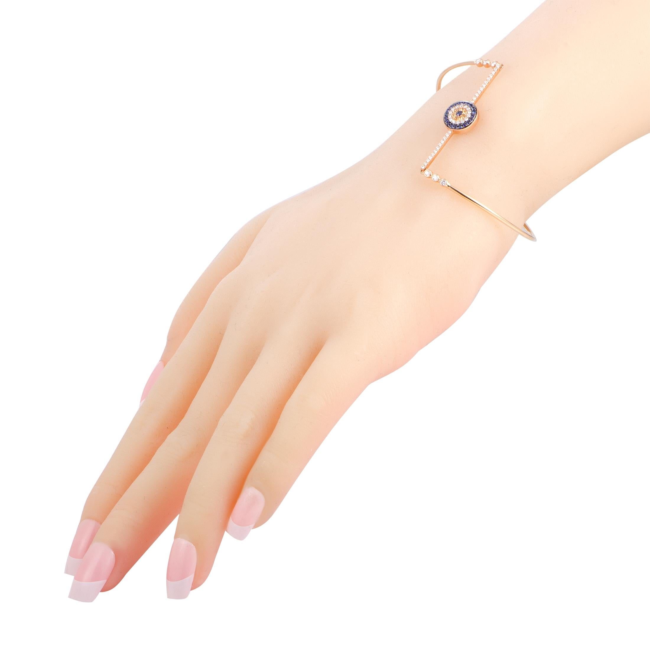Splendidly designed in an exceptionally offbeat fashion, this alluring bracelet offers an incredibly eye-catching appearance. The bracelet is expertly crafted from enchanting 18K rose gold and it weighs 5.4 grams. The bracelet is beautifully