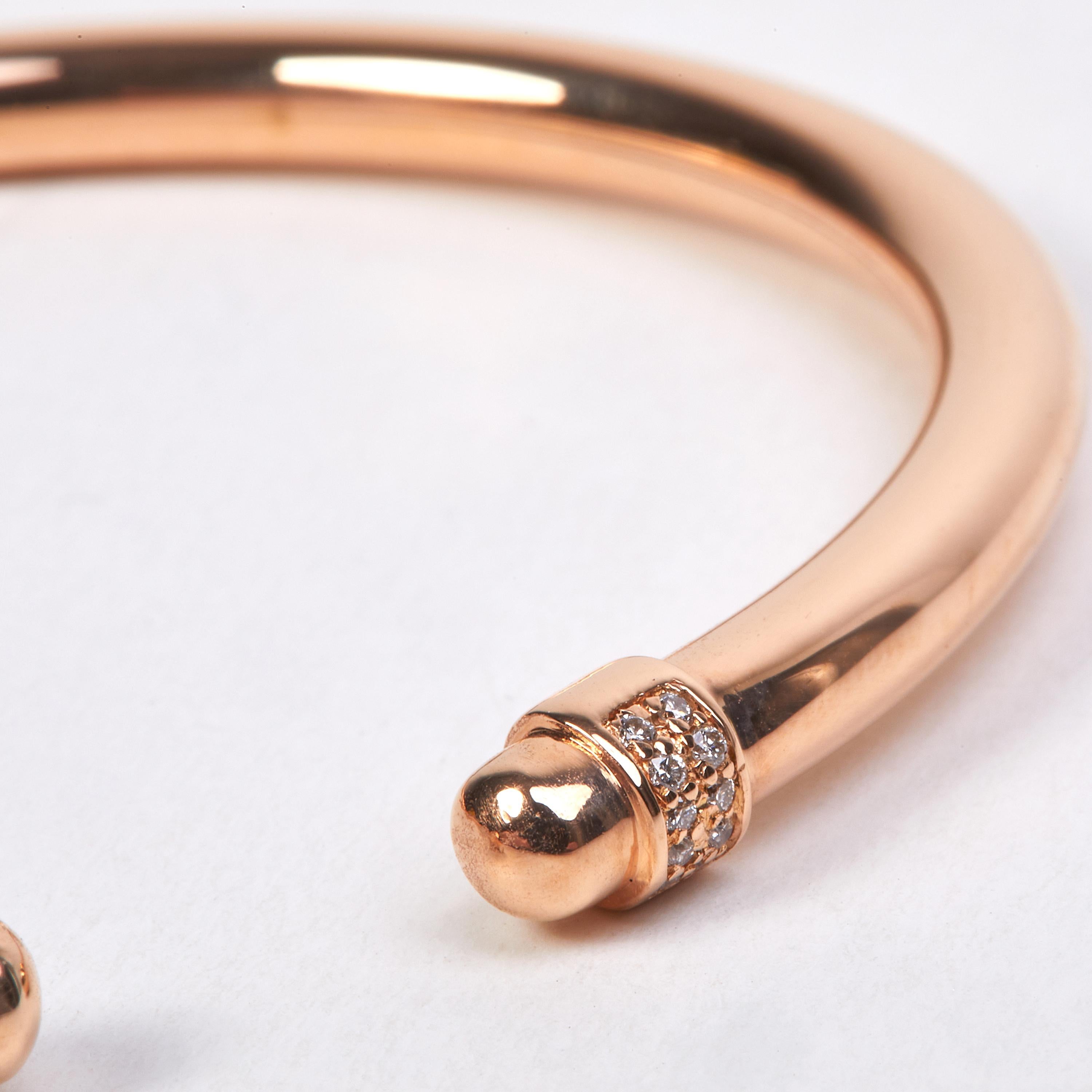 Women's or Men's 18 Karat Rose Gold Diamond Bracelet For Sale