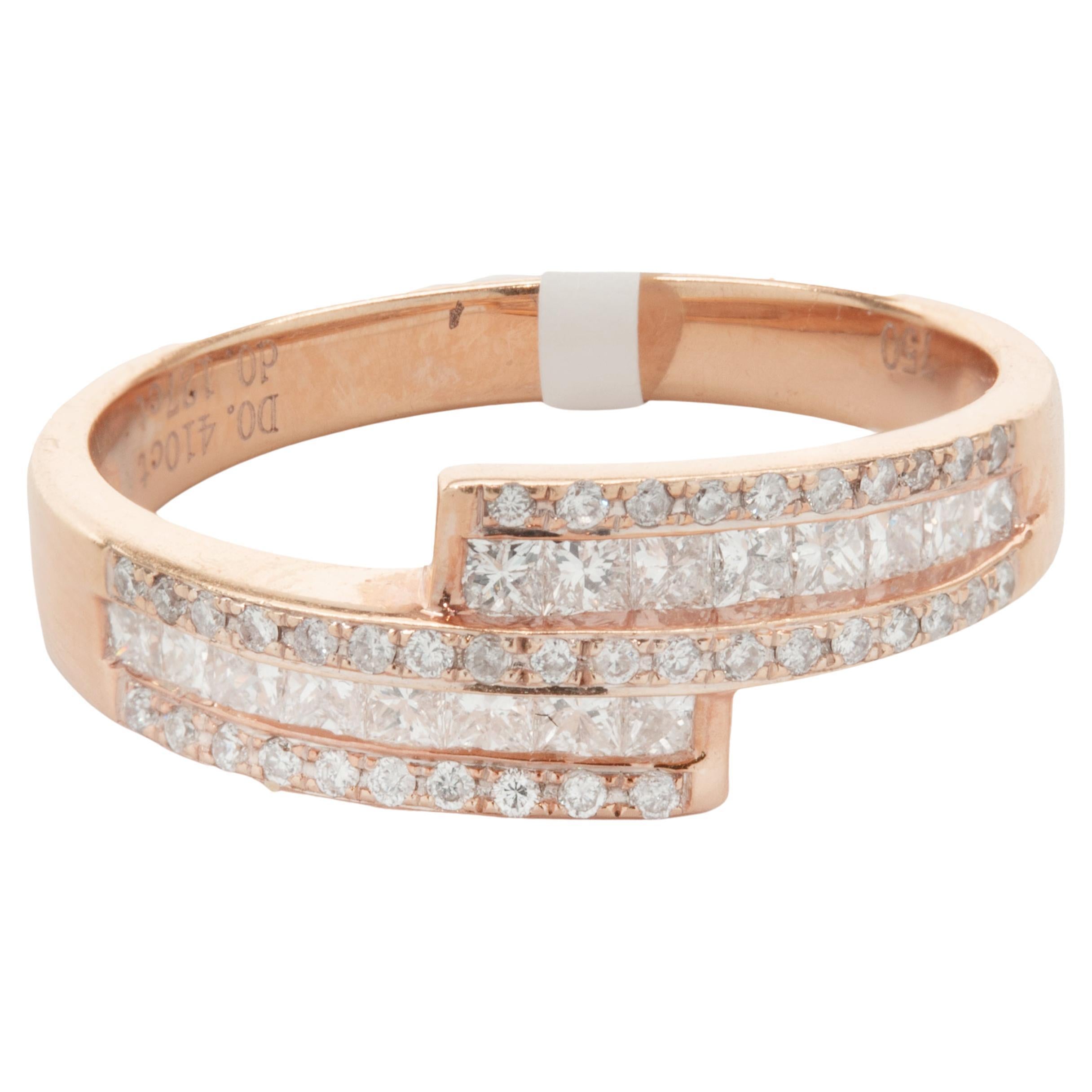 18 Karat Two Tone Pave Diamond Bypass Ring For Sale at 1stDibs