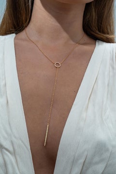 18 Karat Rose Gold Diamond Circle Bar Pendant