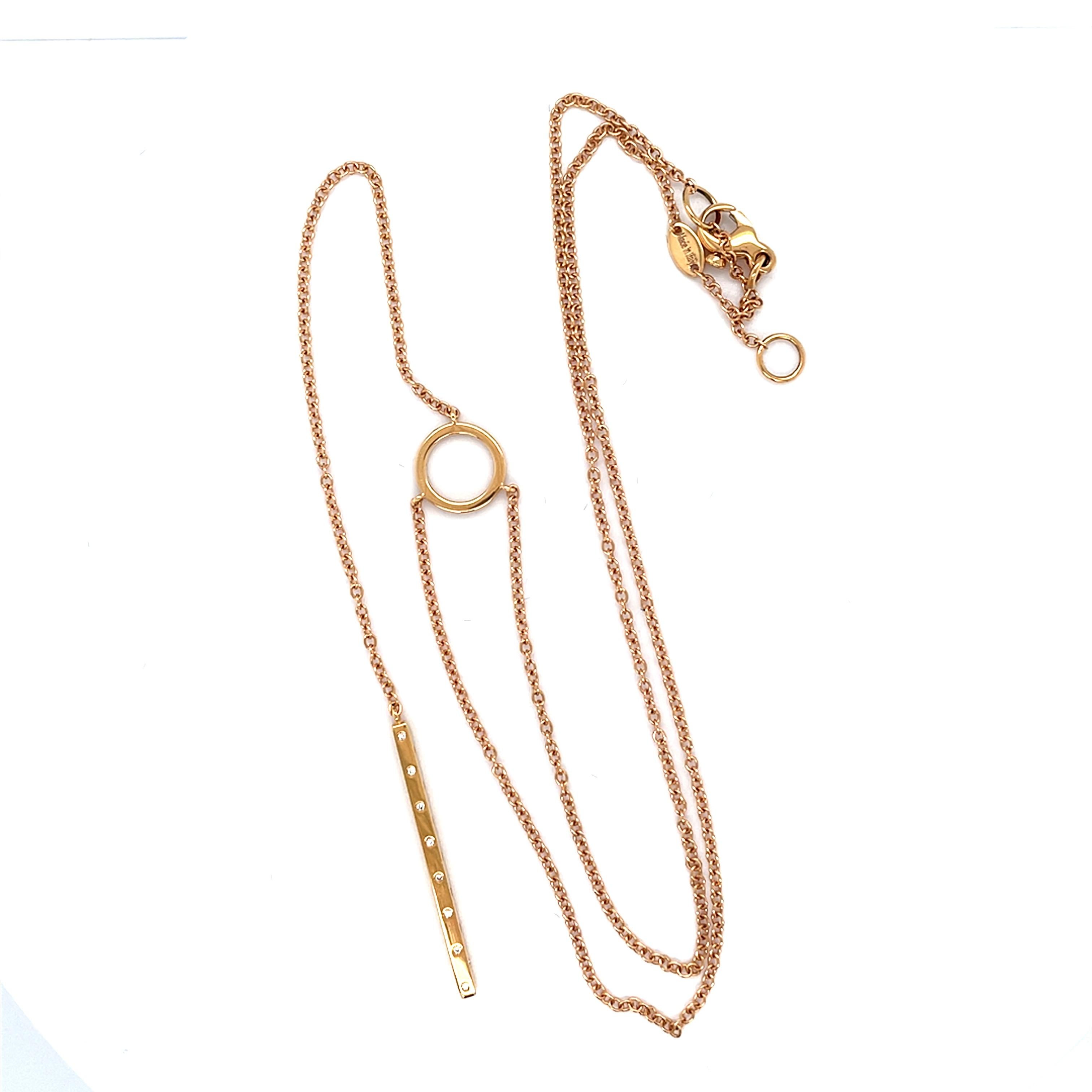 Contemporaneo Ciondolo a barra con diamante in oro rosa 18 carati in vendita