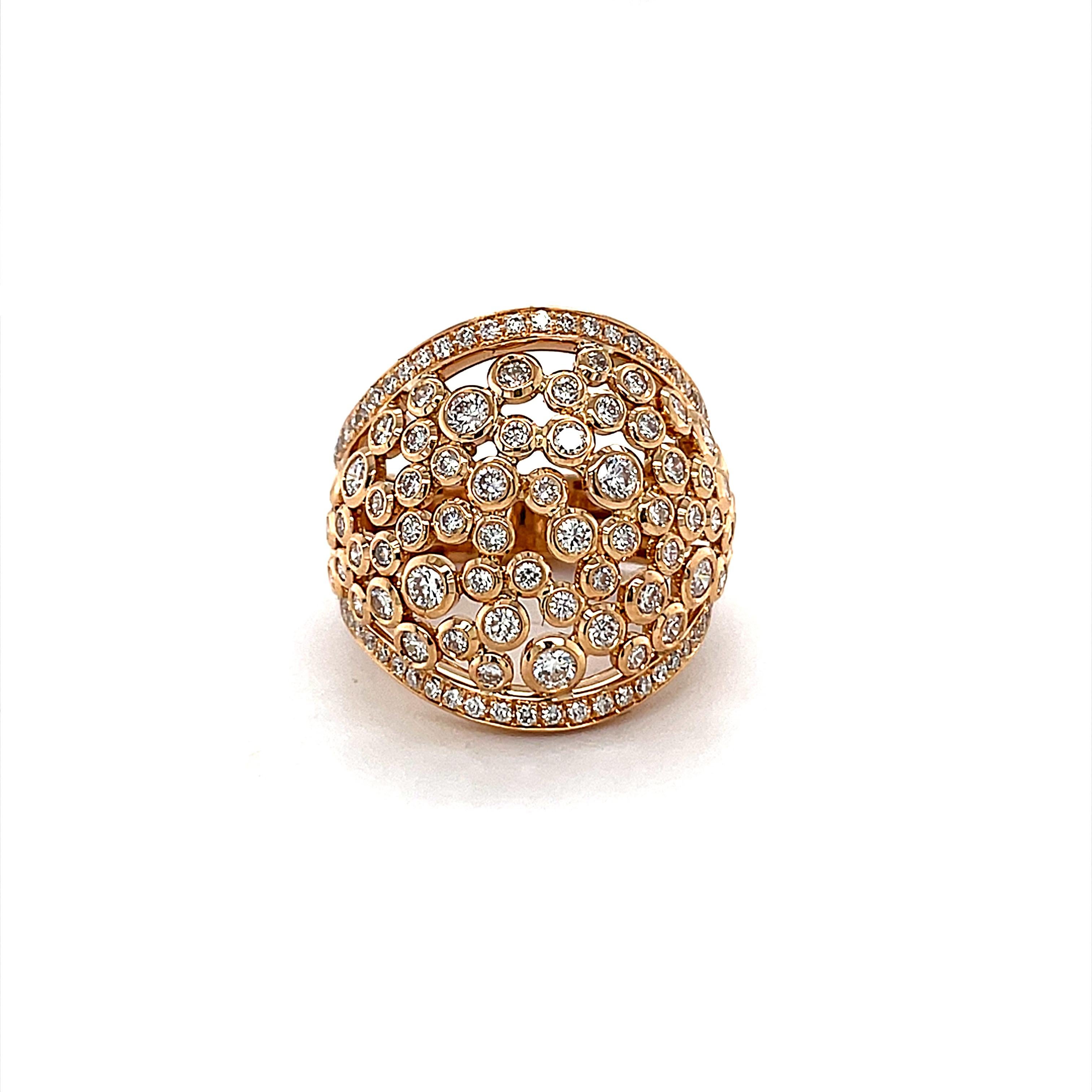 Women's 18 Karat Rose Gold Diamond Cocktail Ring For Sale