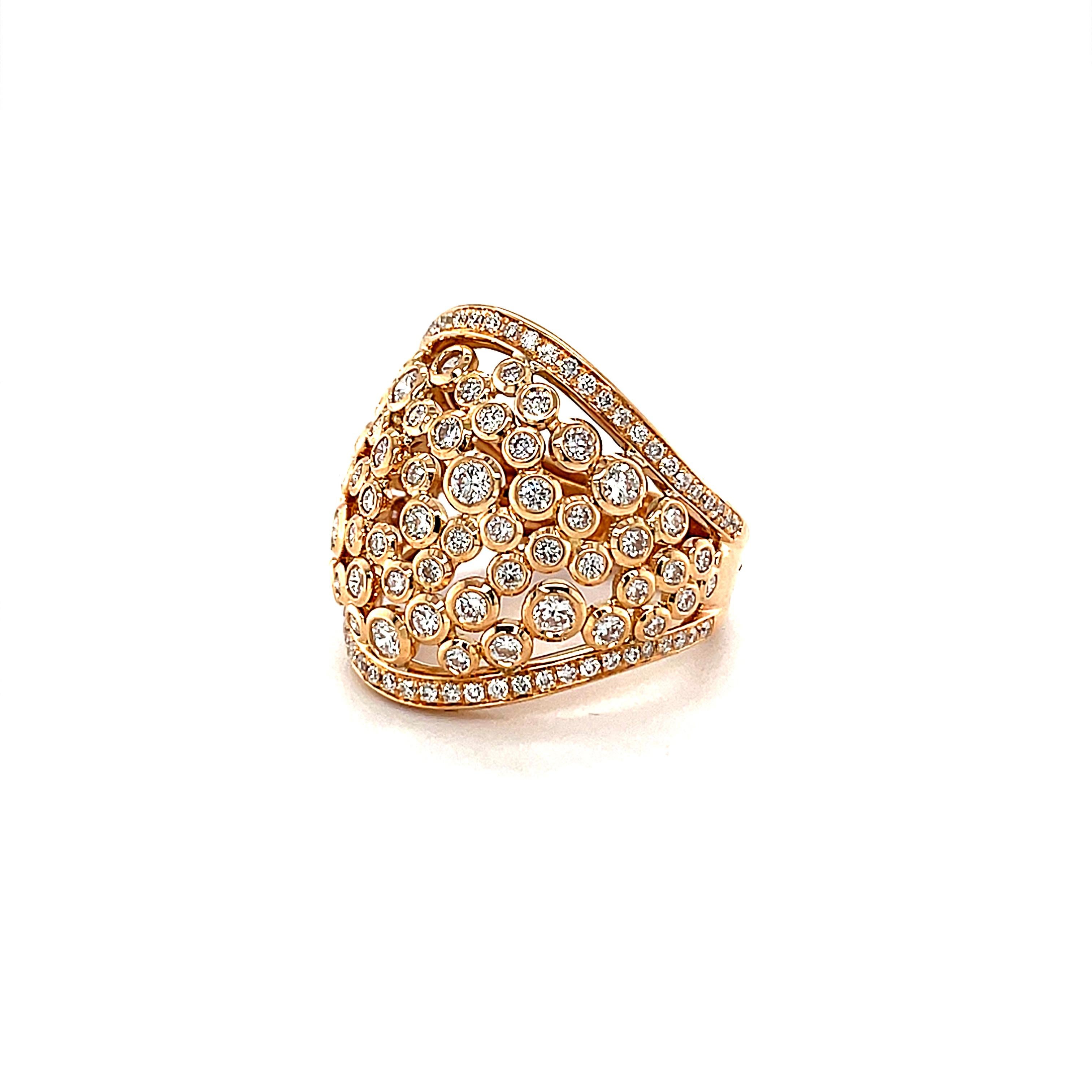18 Karat Rose Gold Diamond Cocktail Ring For Sale 1