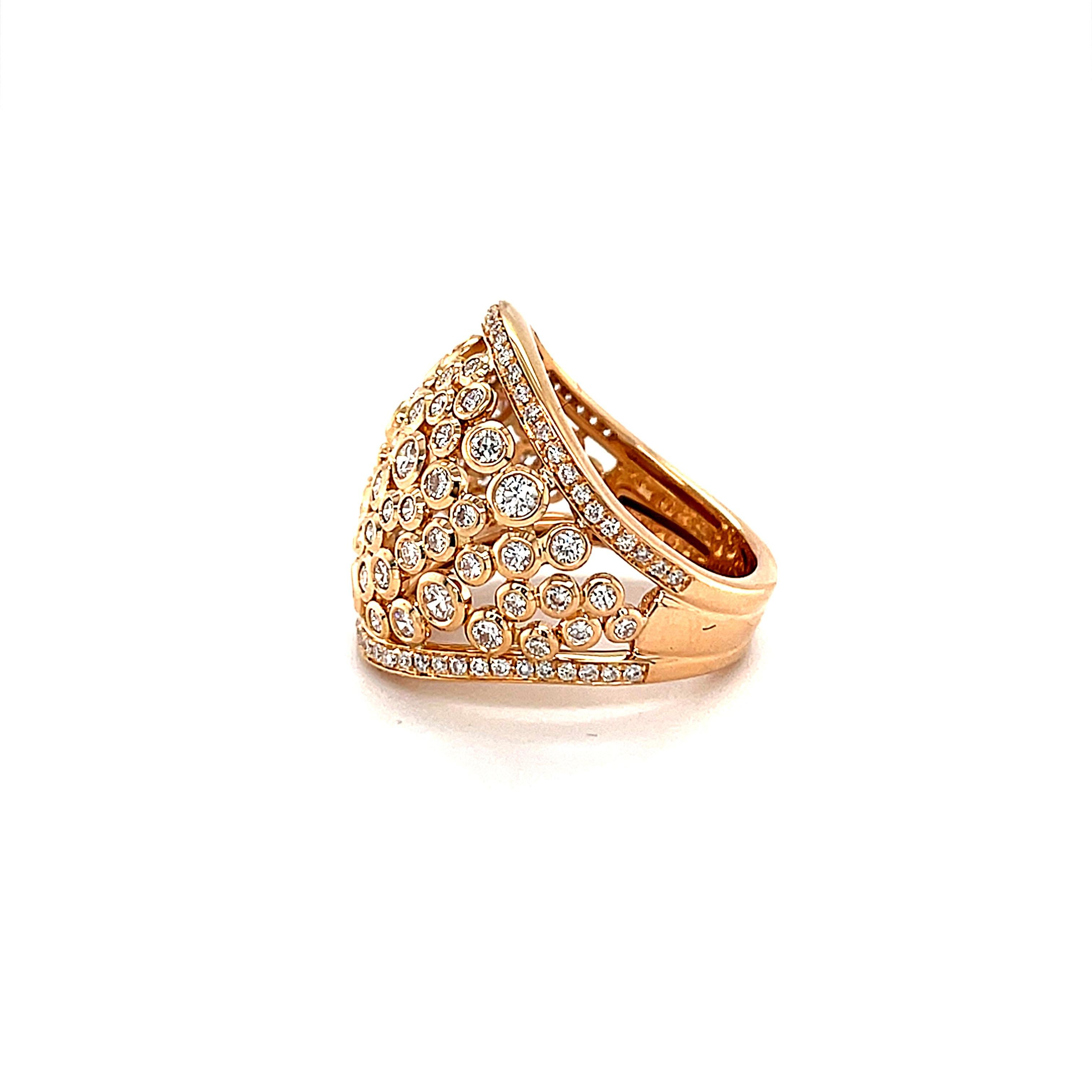 18 Karat Rose Gold Diamond Cocktail Ring For Sale 2