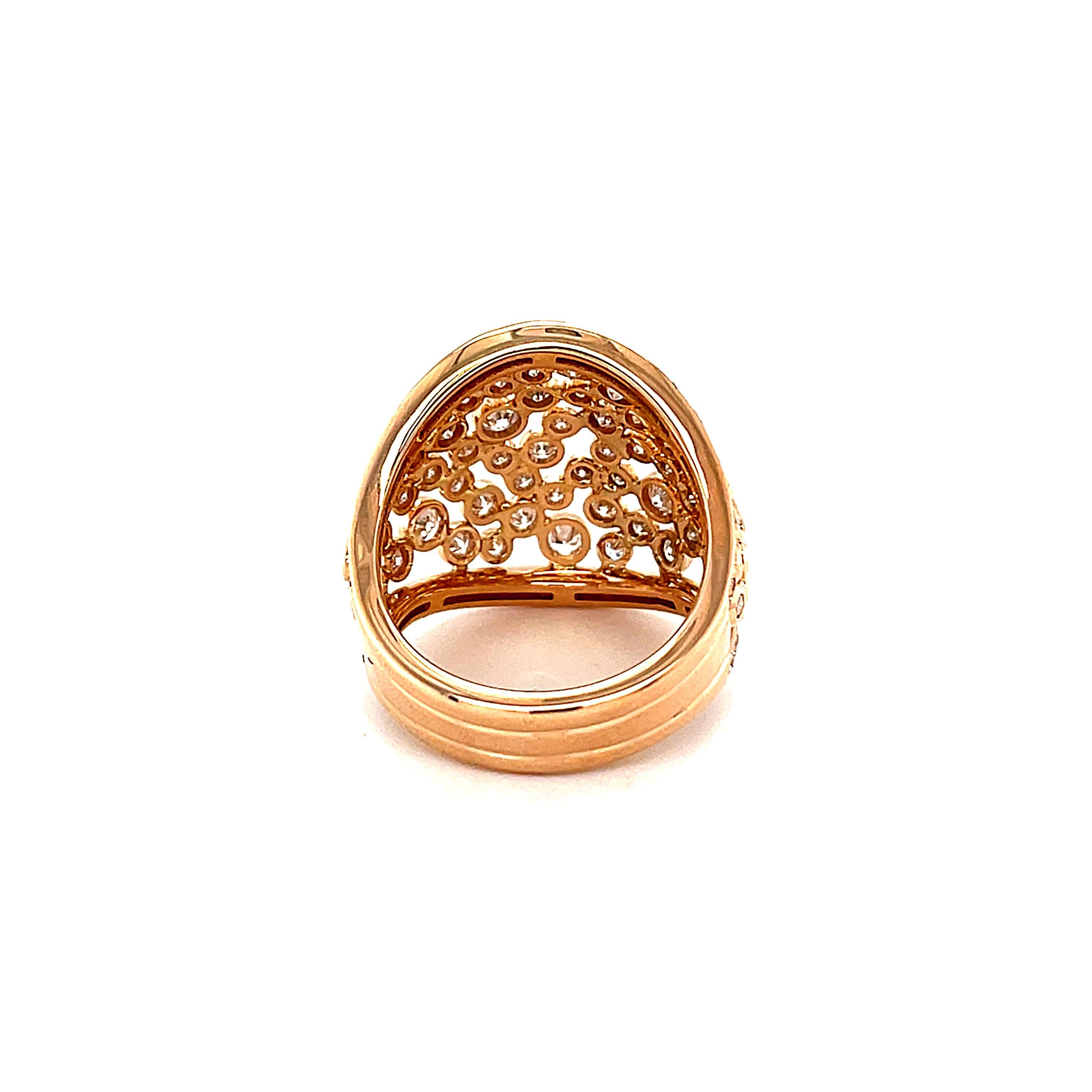 18 Karat Rose Gold Diamond Cocktail Ring For Sale 3