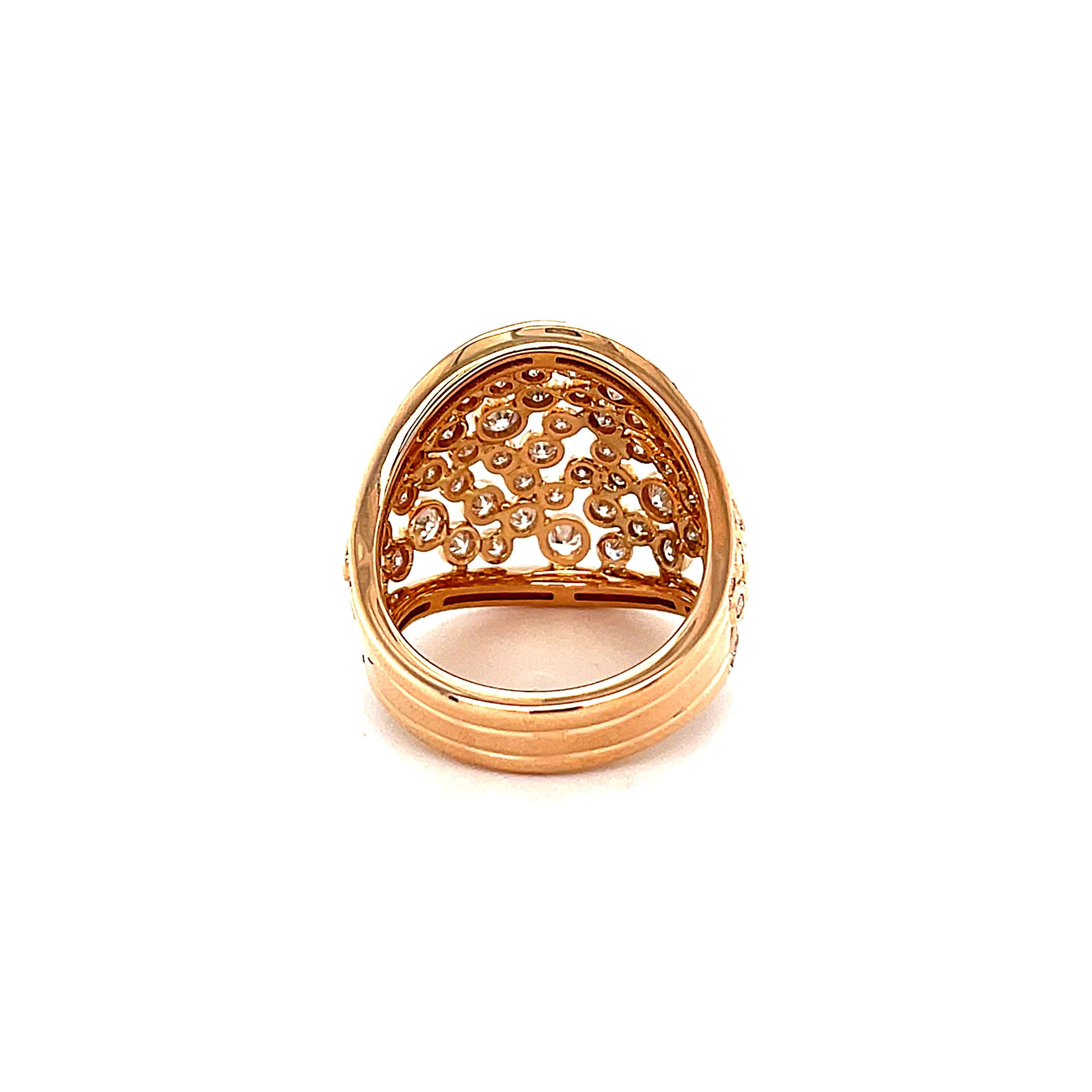 Bague cocktail en or rose 18 carats et diamants en vente 3