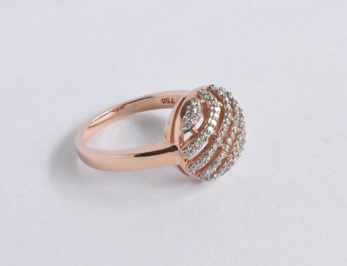 Beautiful Handmade Diamond Cluster ring in 18 Karat rose gold. This dome-shaped ring has 0.35 CTW Natural and Sparkly Diamond that will brighten the room. Carefully handcrafted by our master setter in Oshi Jewels. 

These 100% round-cut diamonds are