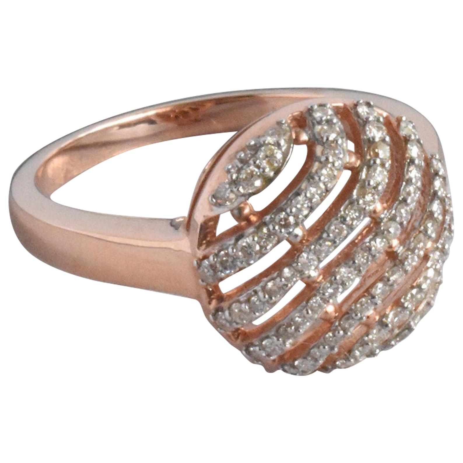 18 Karat Rose Gold Diamond Cocktail Ring with 0.35 CTW Natural Diamond For Sale