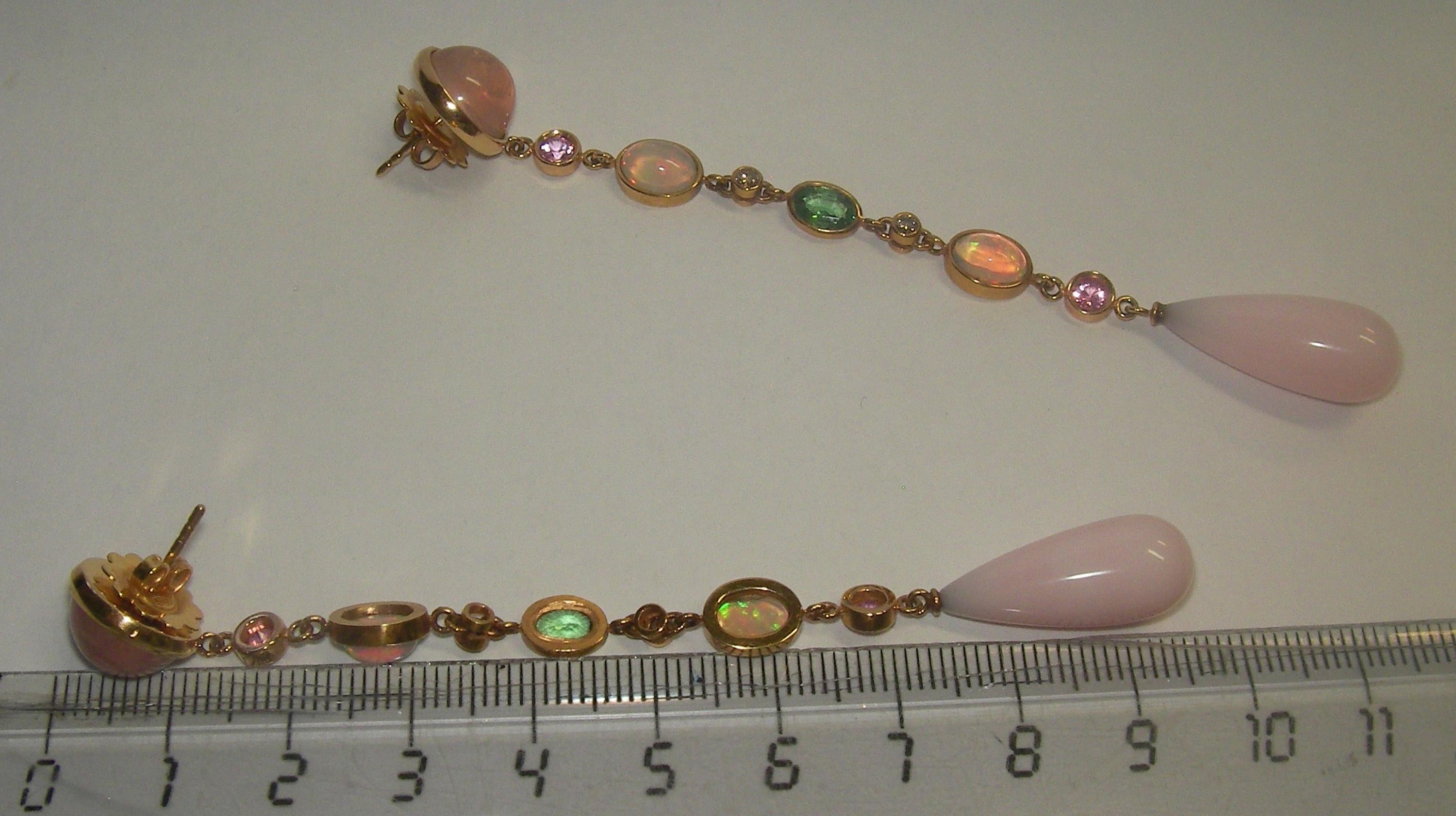 Ohrringe aus 18 Karat Roségold mit Diamanten und Farbsteinen für Damen oder Herren