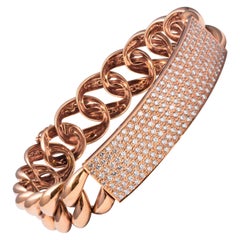 18 Karat Rose Gold Diamond Cuban Link Bracelet