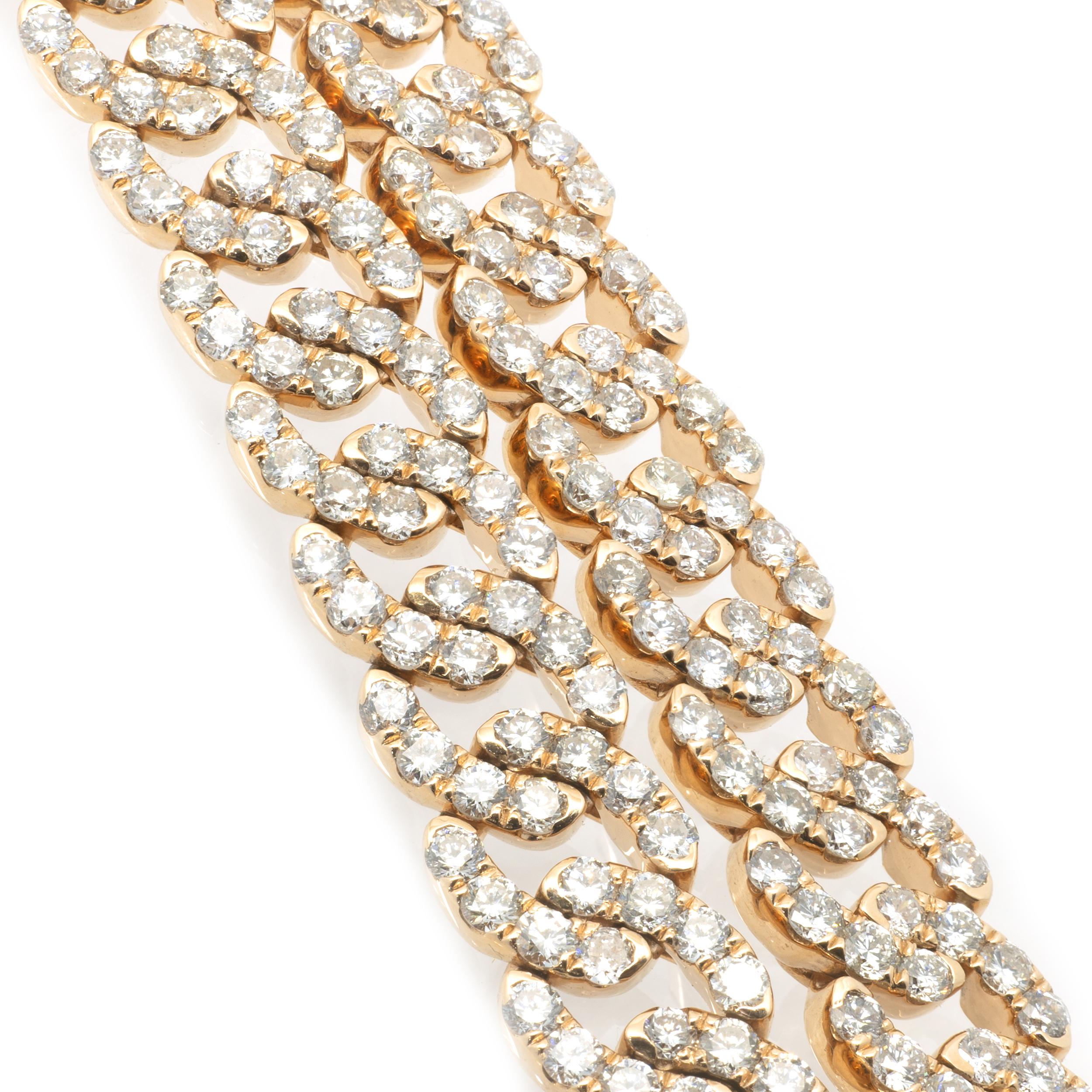 18 Karat Rose Gold Diamond Cuban Link Collar Necklace In Excellent Condition In Scottsdale, AZ