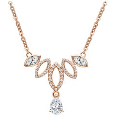 18 Karat Rose Gold Diamond Dew Drop Necklace 18 Karat Rose Gold Diamond Dew Drop Necklace