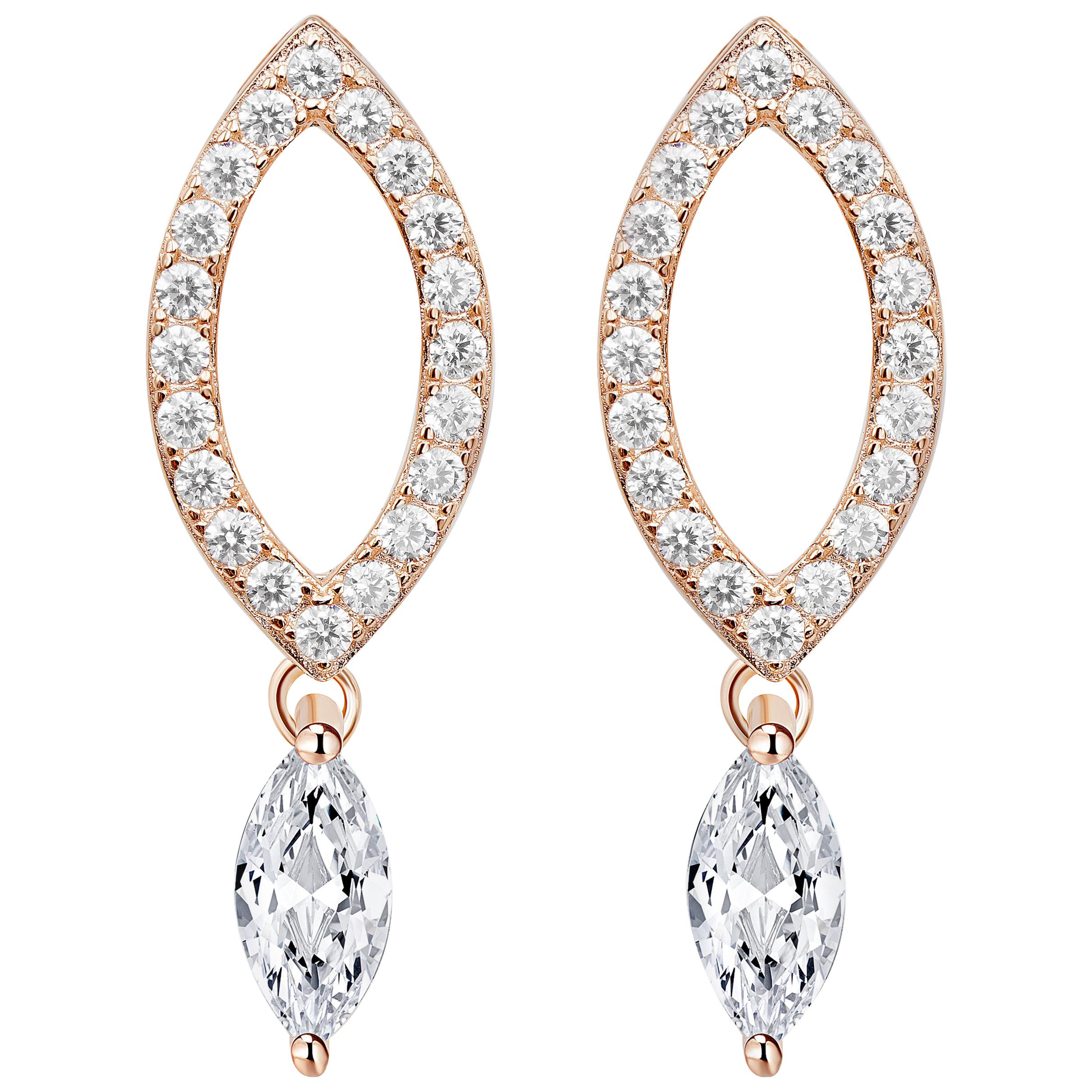 18 Karat Rose Gold Diamond Dew Drop Stud Earrings