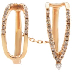 18 Karat Rose Gold Diamond Double Band Ring