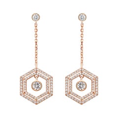 18 Karat Rose Gold Diamond Double Halo Earrings