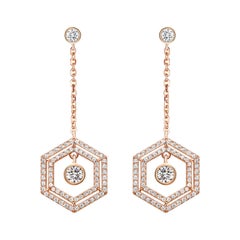 18 Karat Rose Gold Diamond Double Halo Earrings