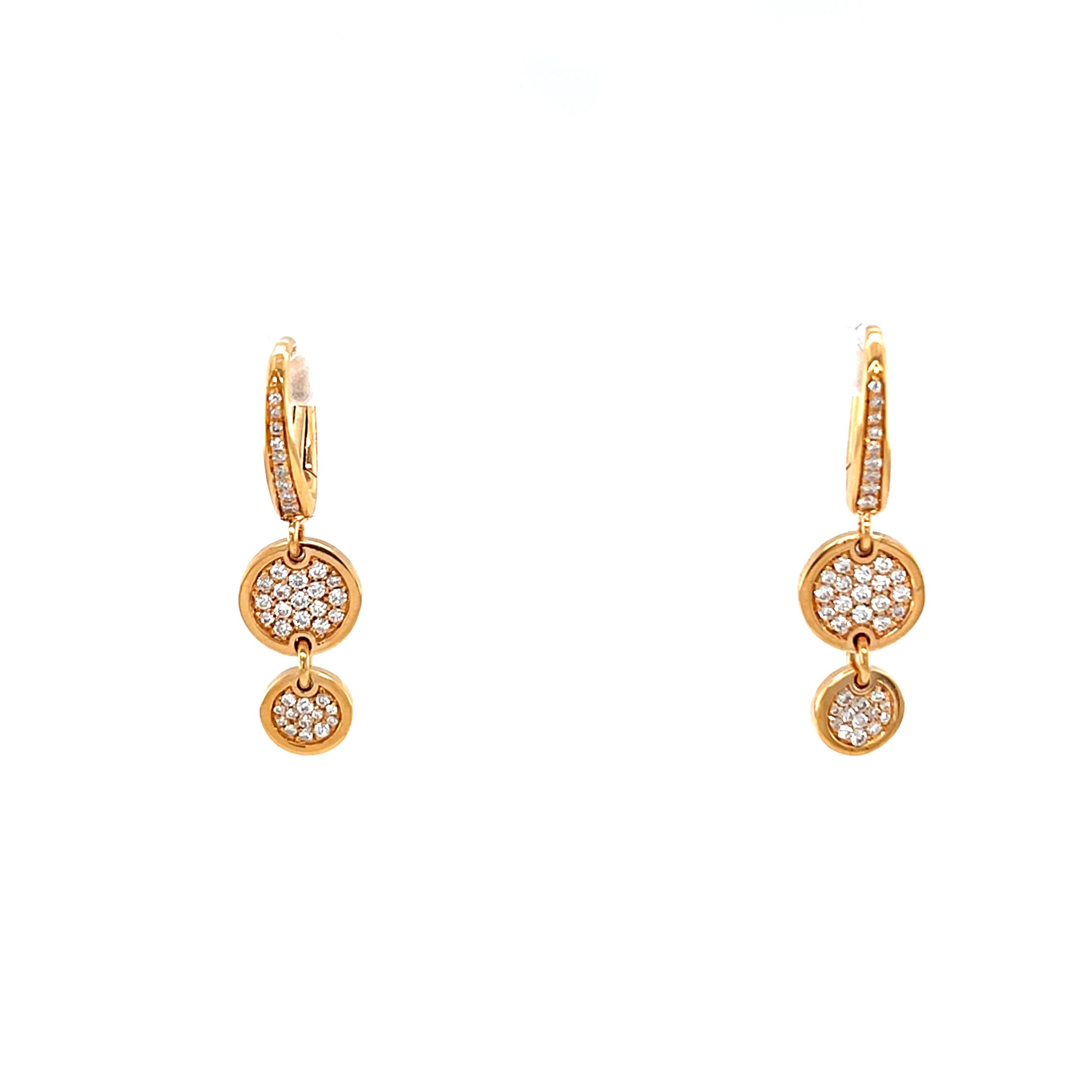 18 Karat Rose Gold Diamond Drop Earrings In New Condition For Sale In Monte-Carlo, MC