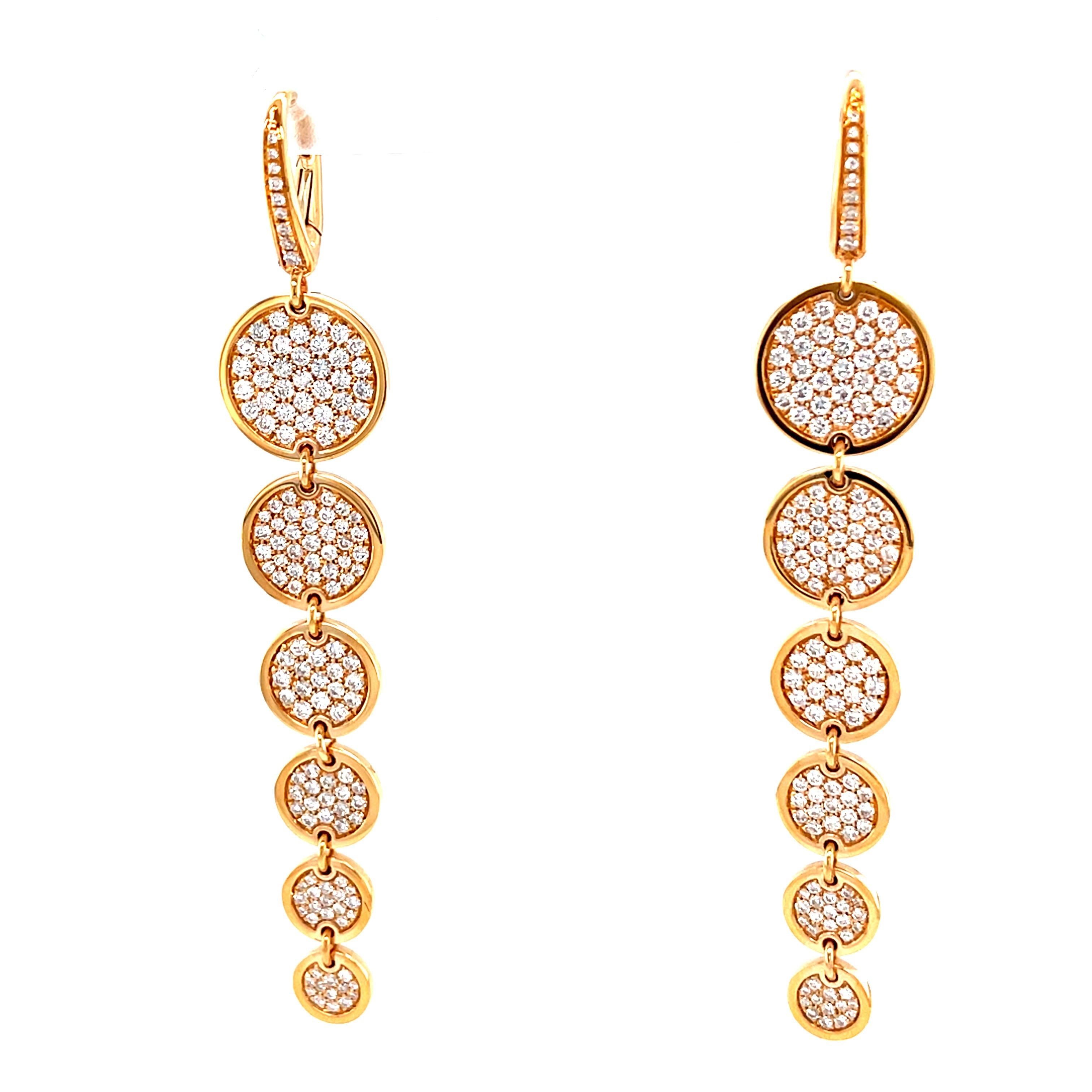 18 Karat Rose Gold Diamond Drop Earrings In New Condition For Sale In Monte-Carlo, MC
